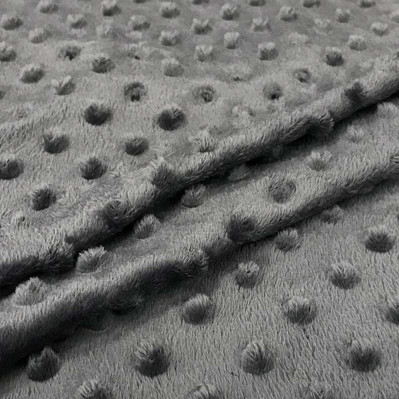 Tessuto Minky Dots Peluche Grigio Scuro 