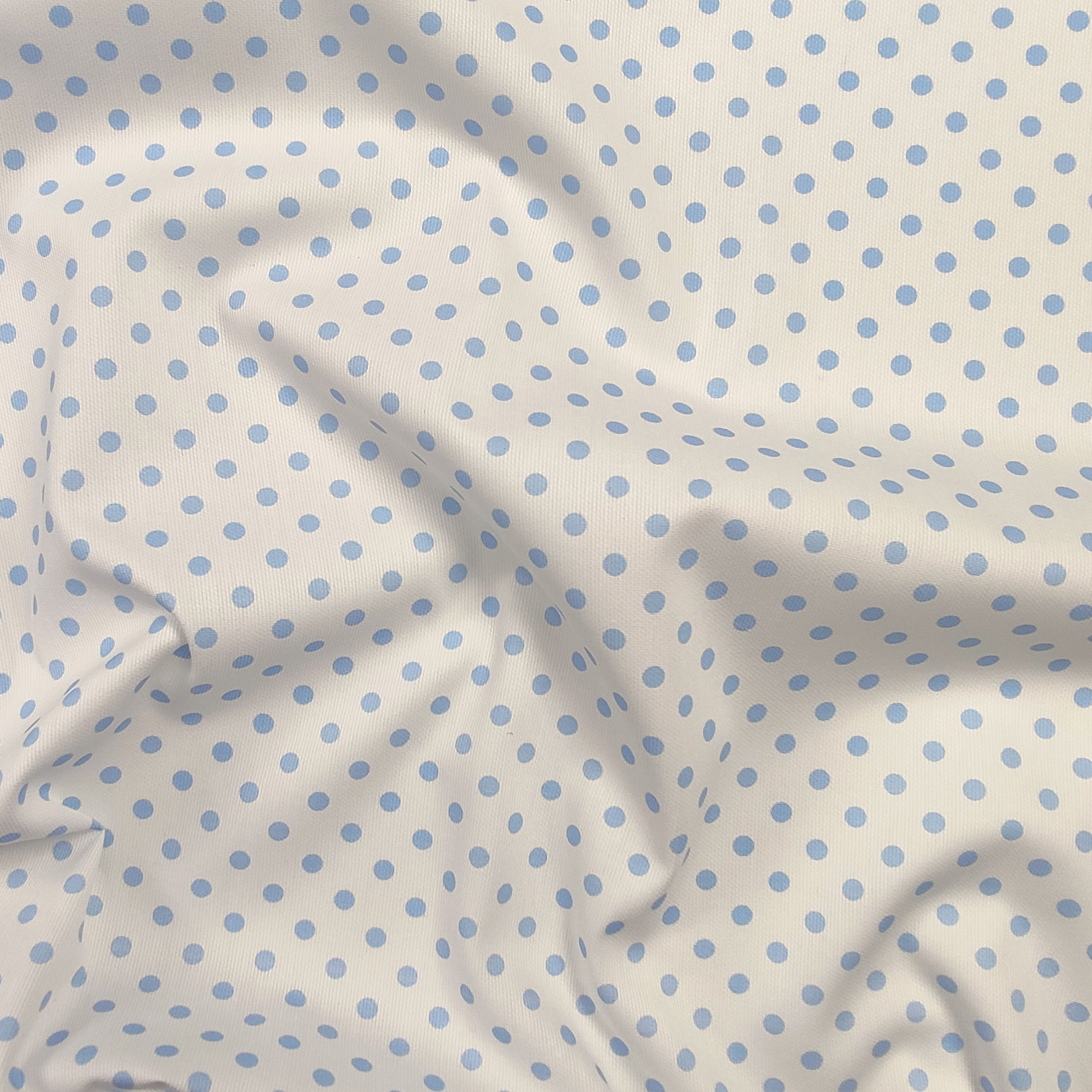 Tessuto Cotone Piquet con Pois Azzurri
