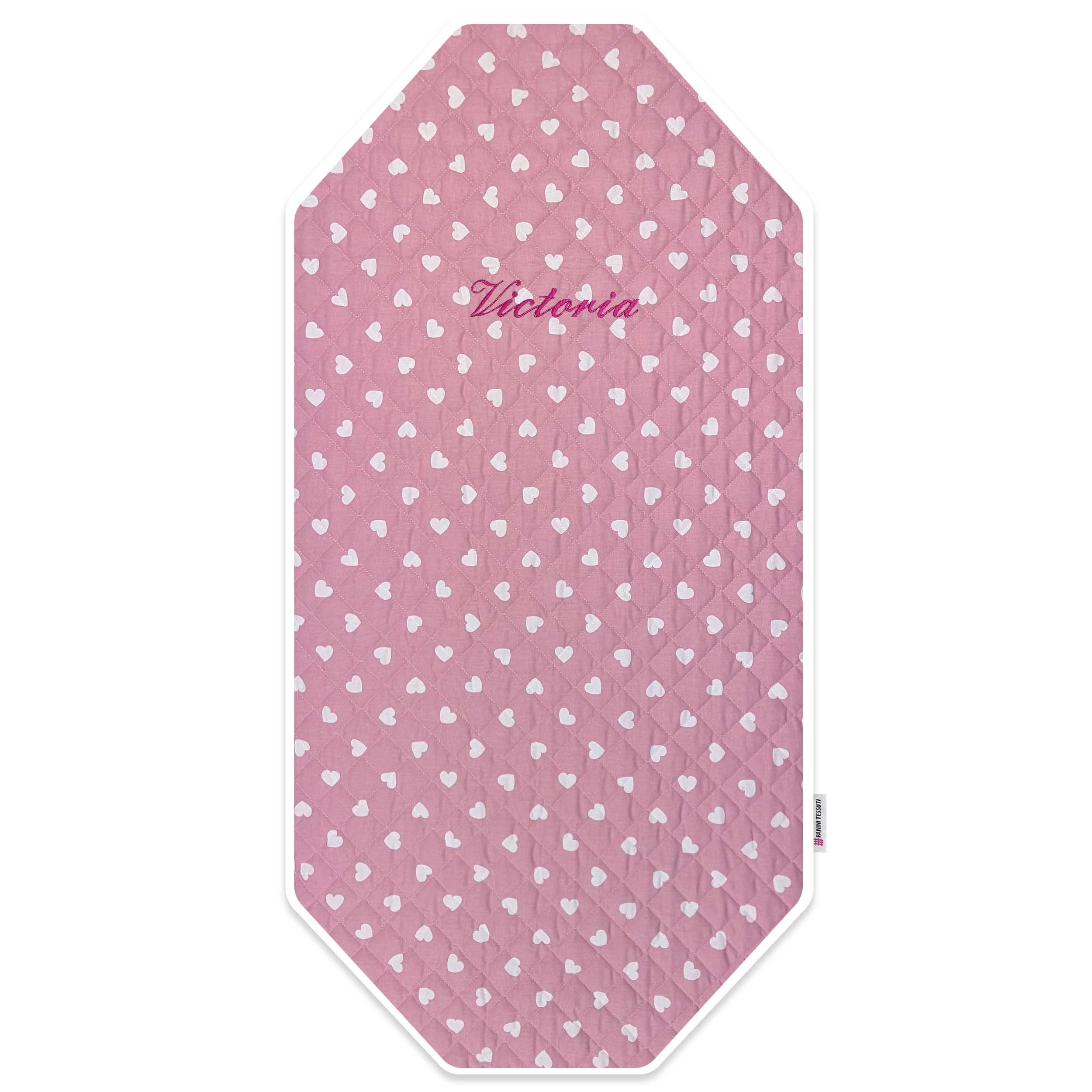 Copri Brandina Cuori Bianchi con Sfondo Rosa Antico Image