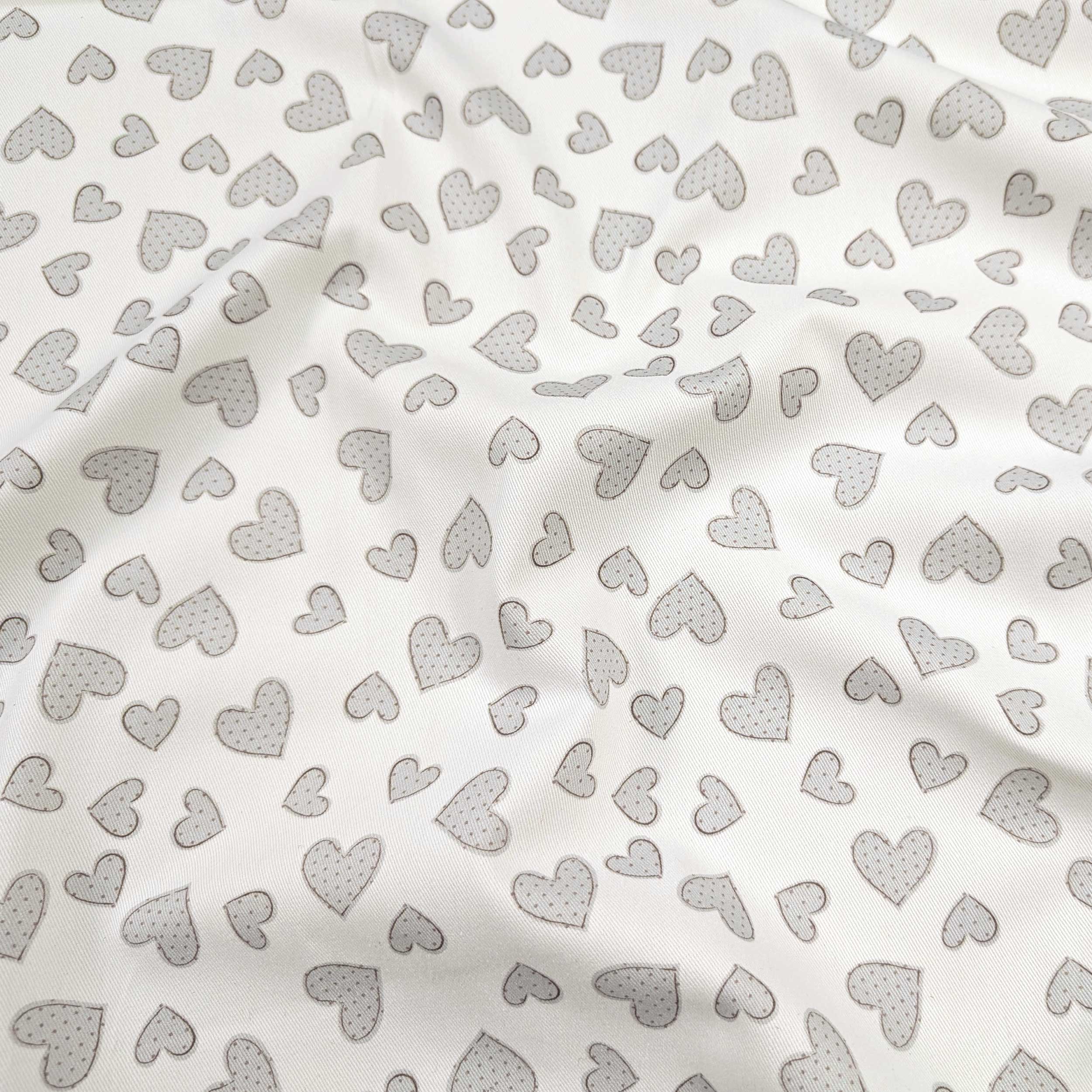 Gabardine Cotone Cuori Grigi Image