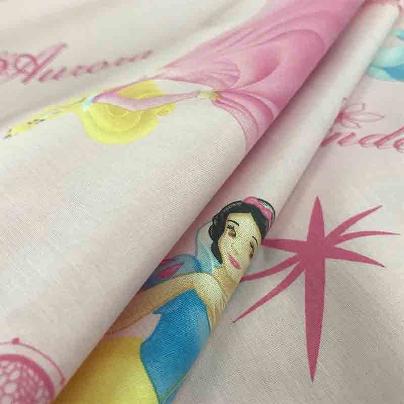 Tessuto Cotone Disney Principesse Rosa Dettaglio