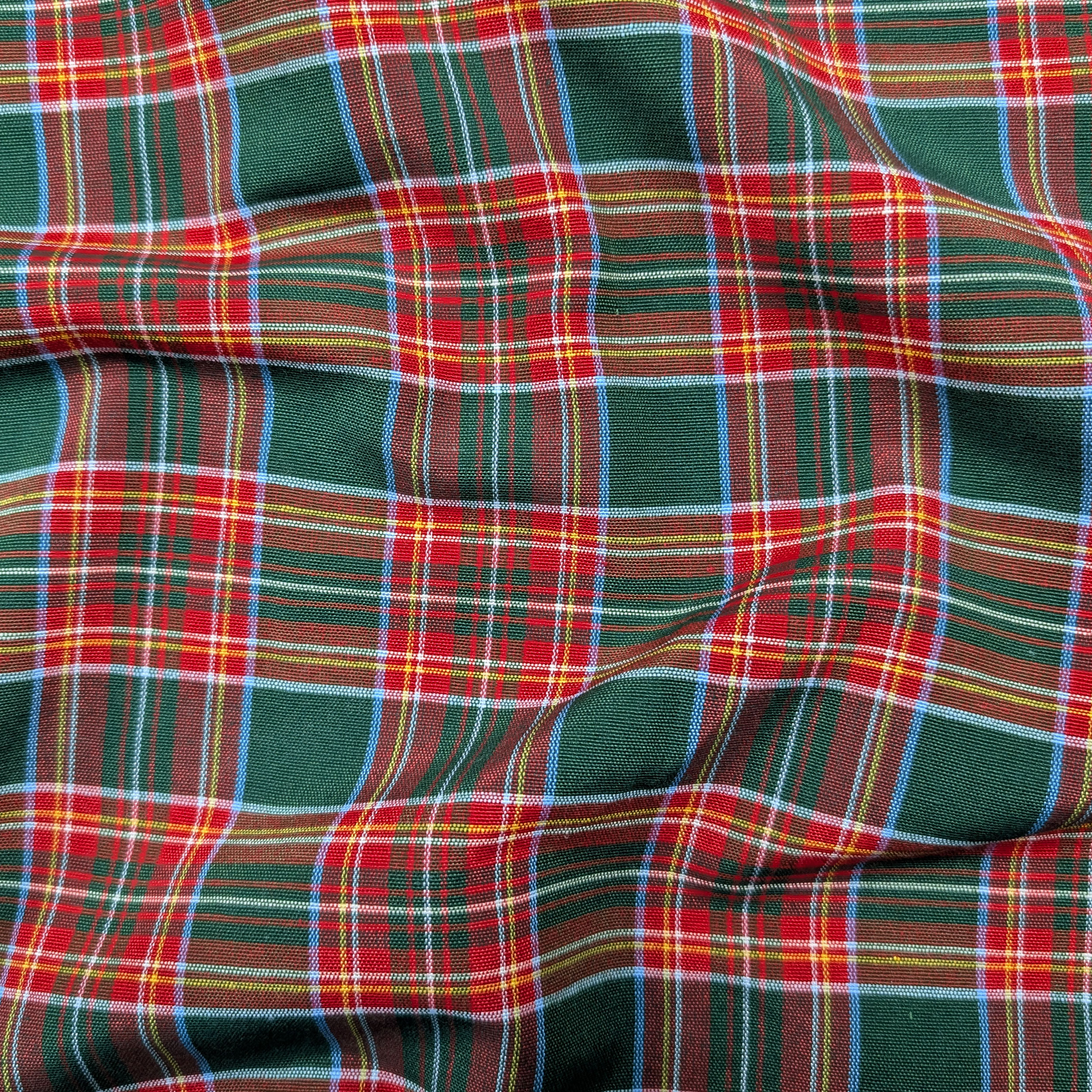 Tessuto Tartan Medio Quadri Verde Rosso Image