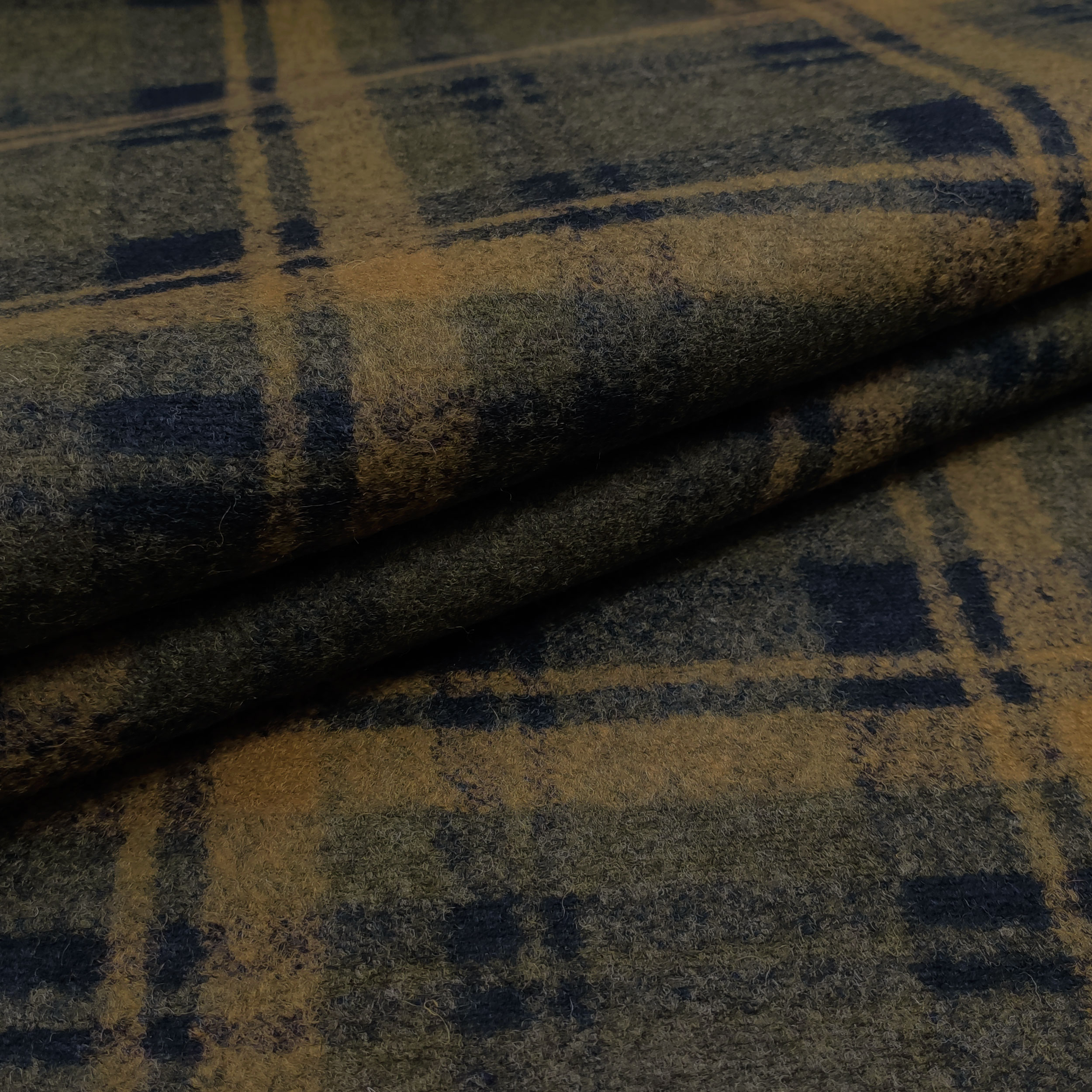 Neoprene Double Tartan Verde Senape e Tinta Unita Militare