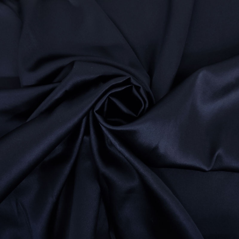 Tessuto Raso di Seta Elasticizzato Blu