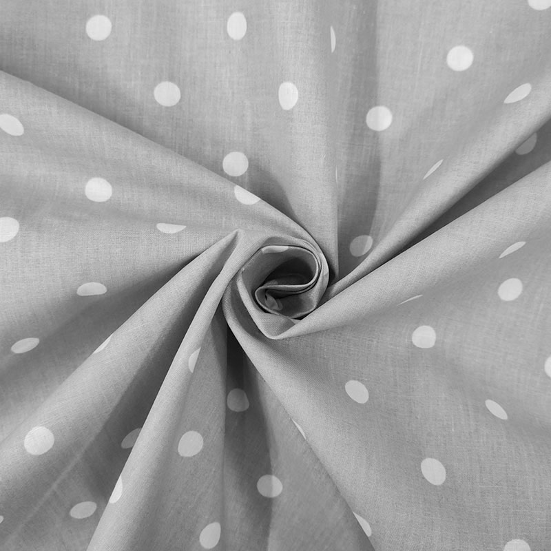 Ritaglio Cotone Pois Bianchi Sfondo Grigio 100x290 cm Image