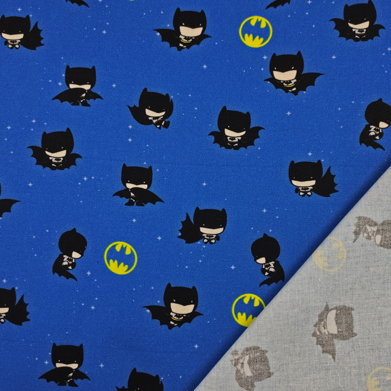 Tessuto Cotone Baby Batman con Logo