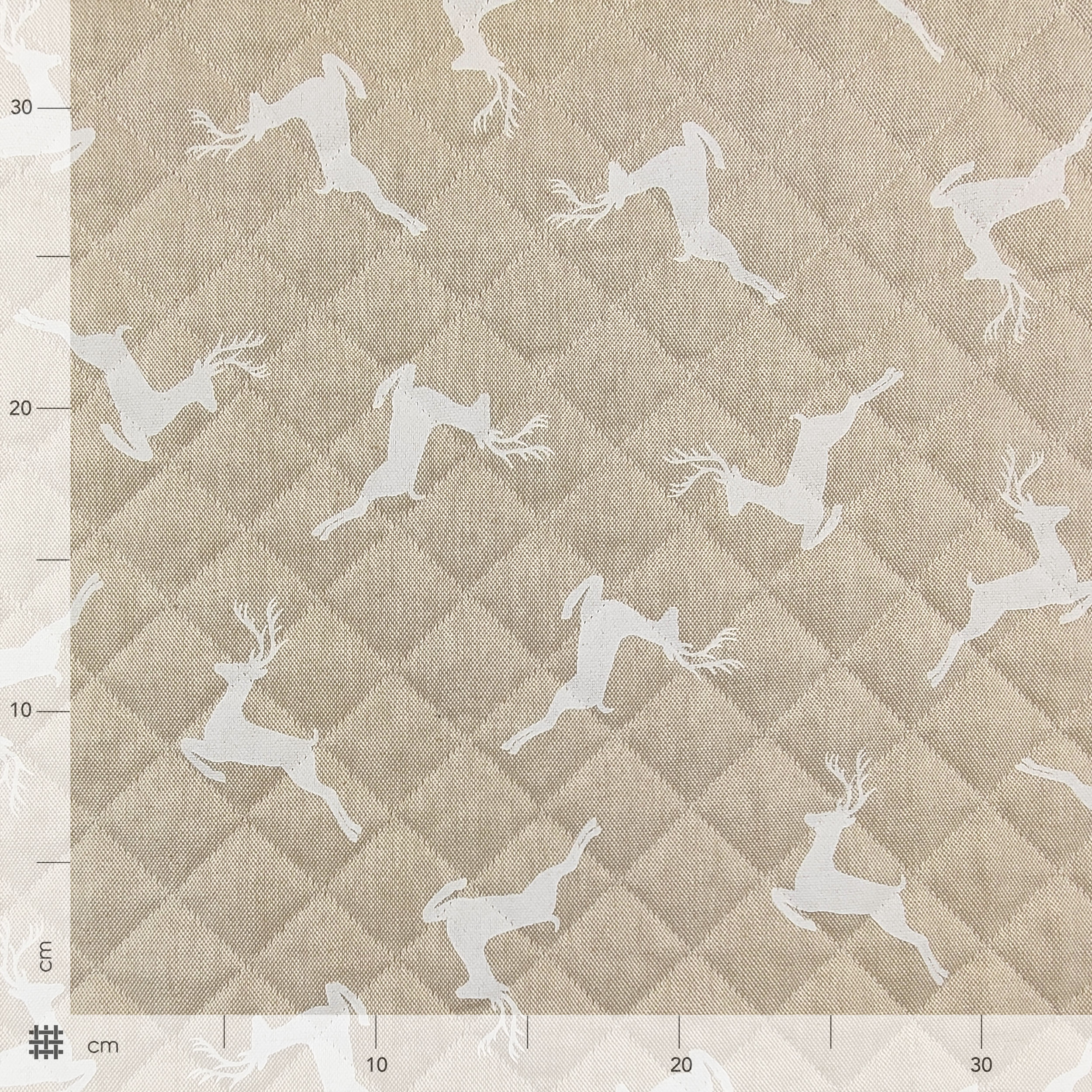 Tessuto Trapuntato Renne Sfondo Beige
