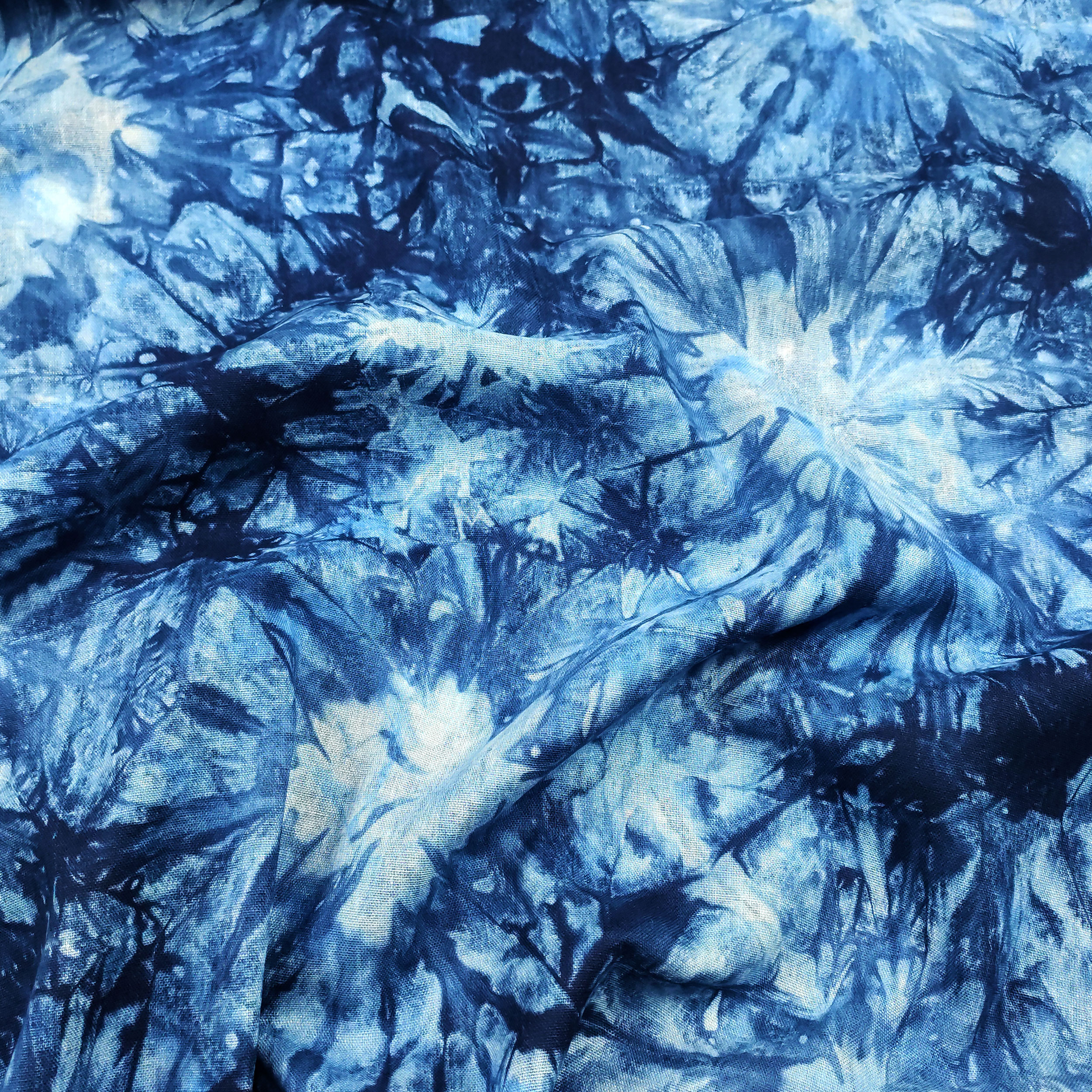 Misto Lino Foglie Astratte Sfondo Blu