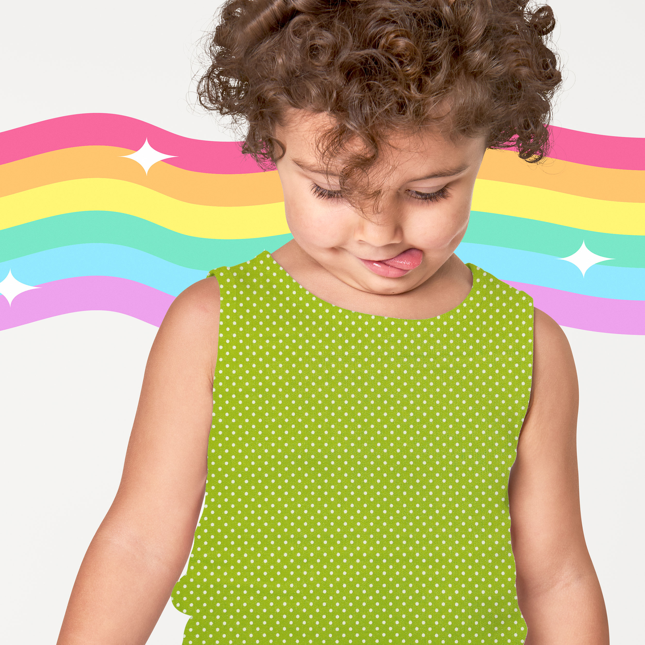 Tessuto Cotone Verde a Pois Piccoli Image