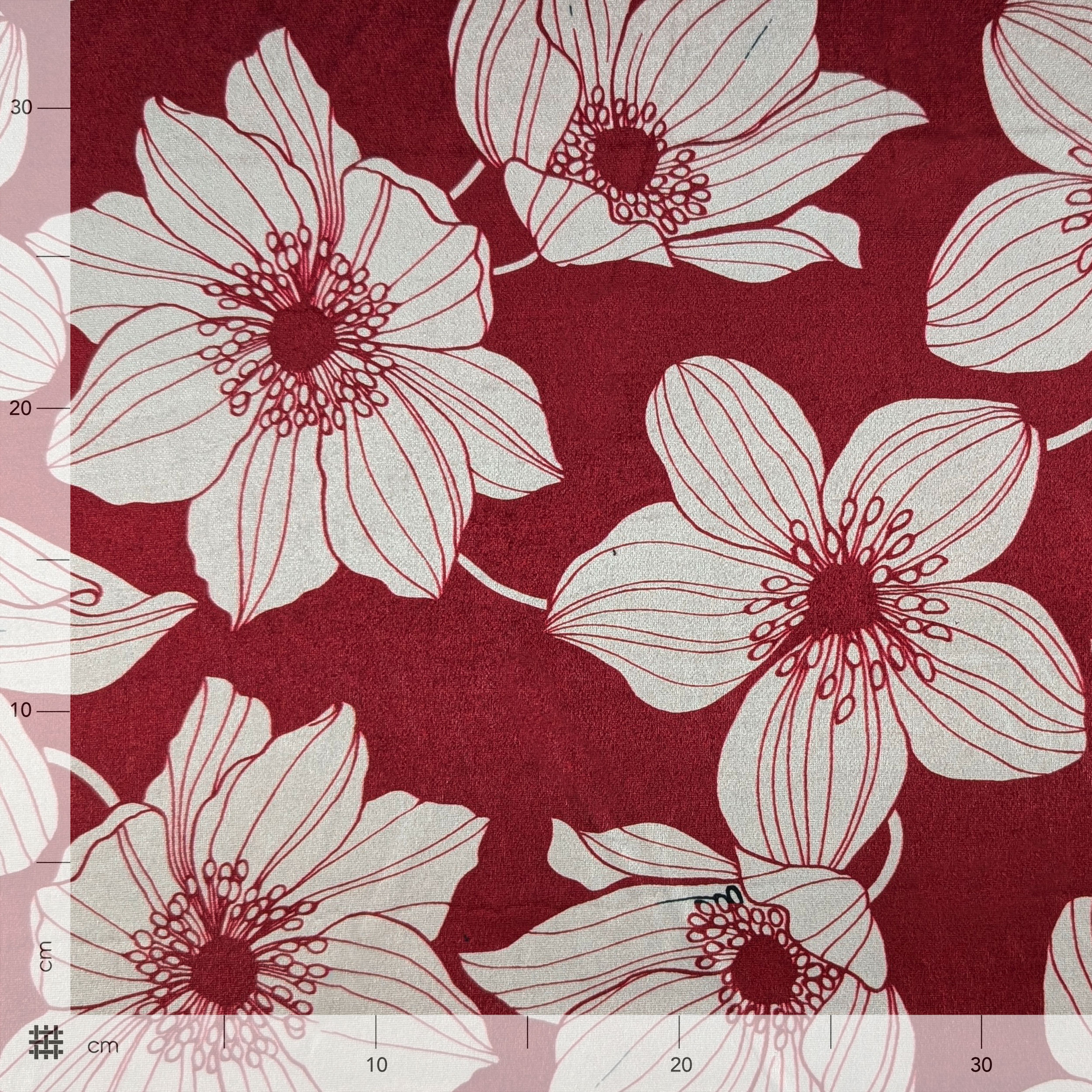 Vellutina Bordeaux Fiori Moda Bianchi Image