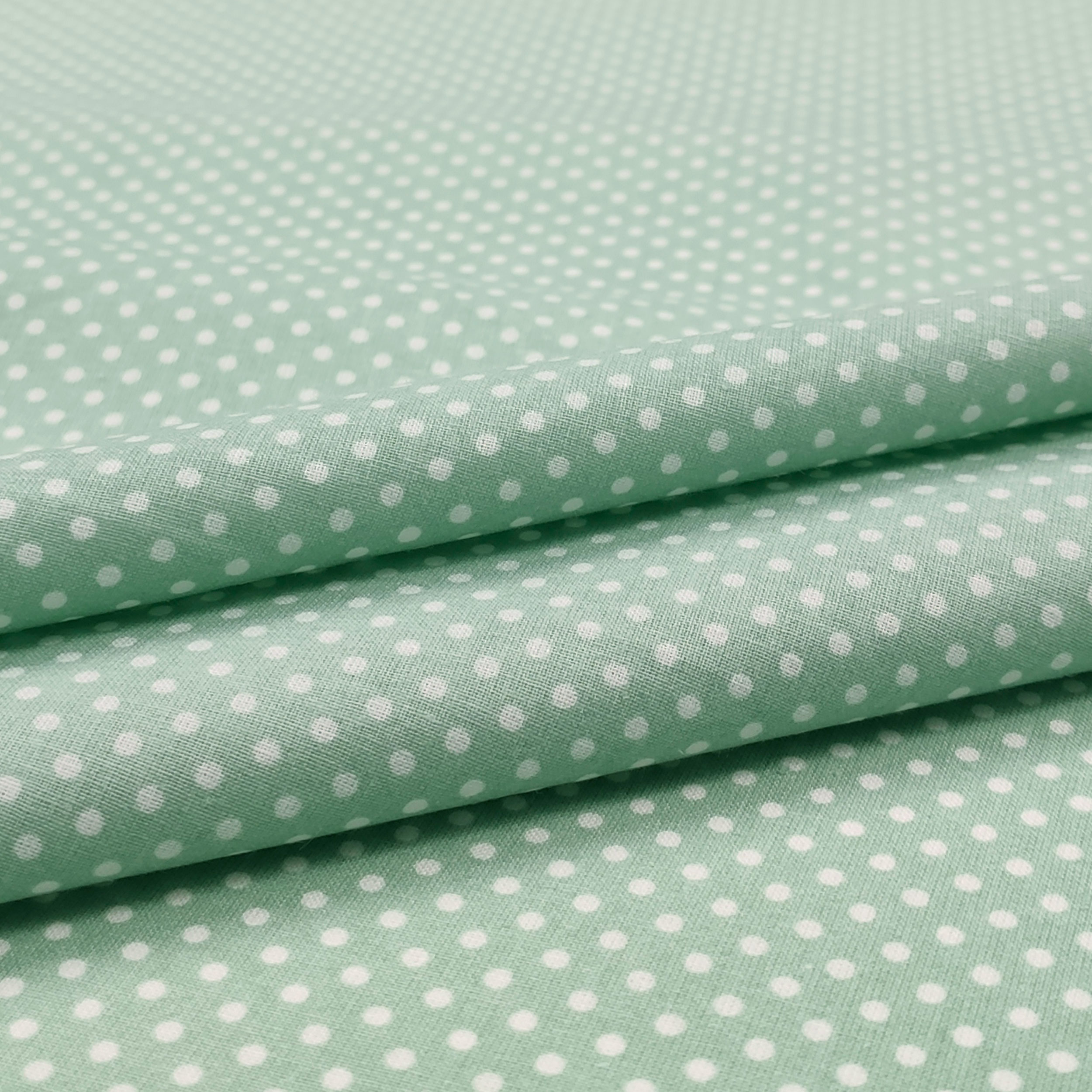 Tessuto Cotone Menta Pois Bianchi Image