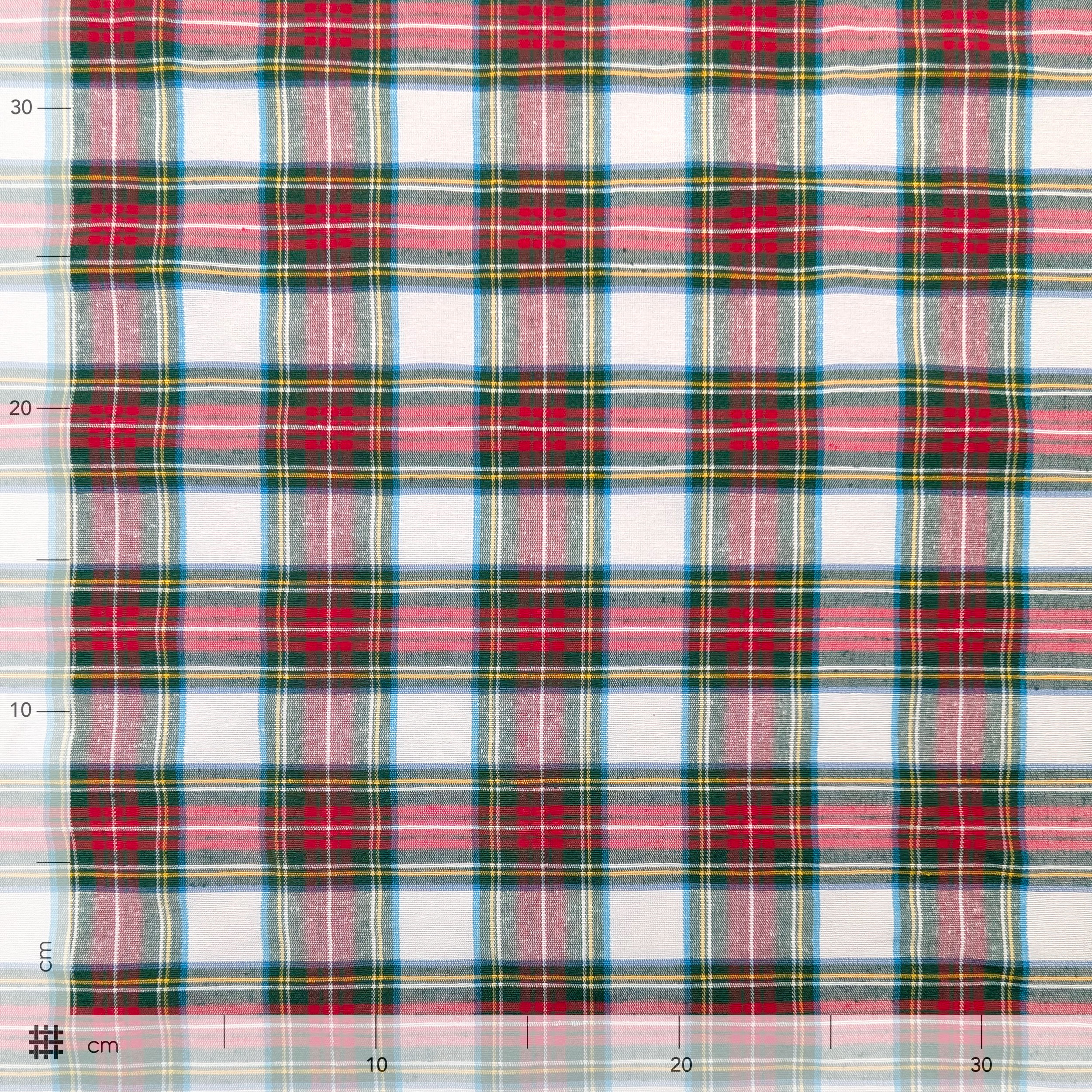 Tessuto Tartan Medio Bianco e Rosso Image