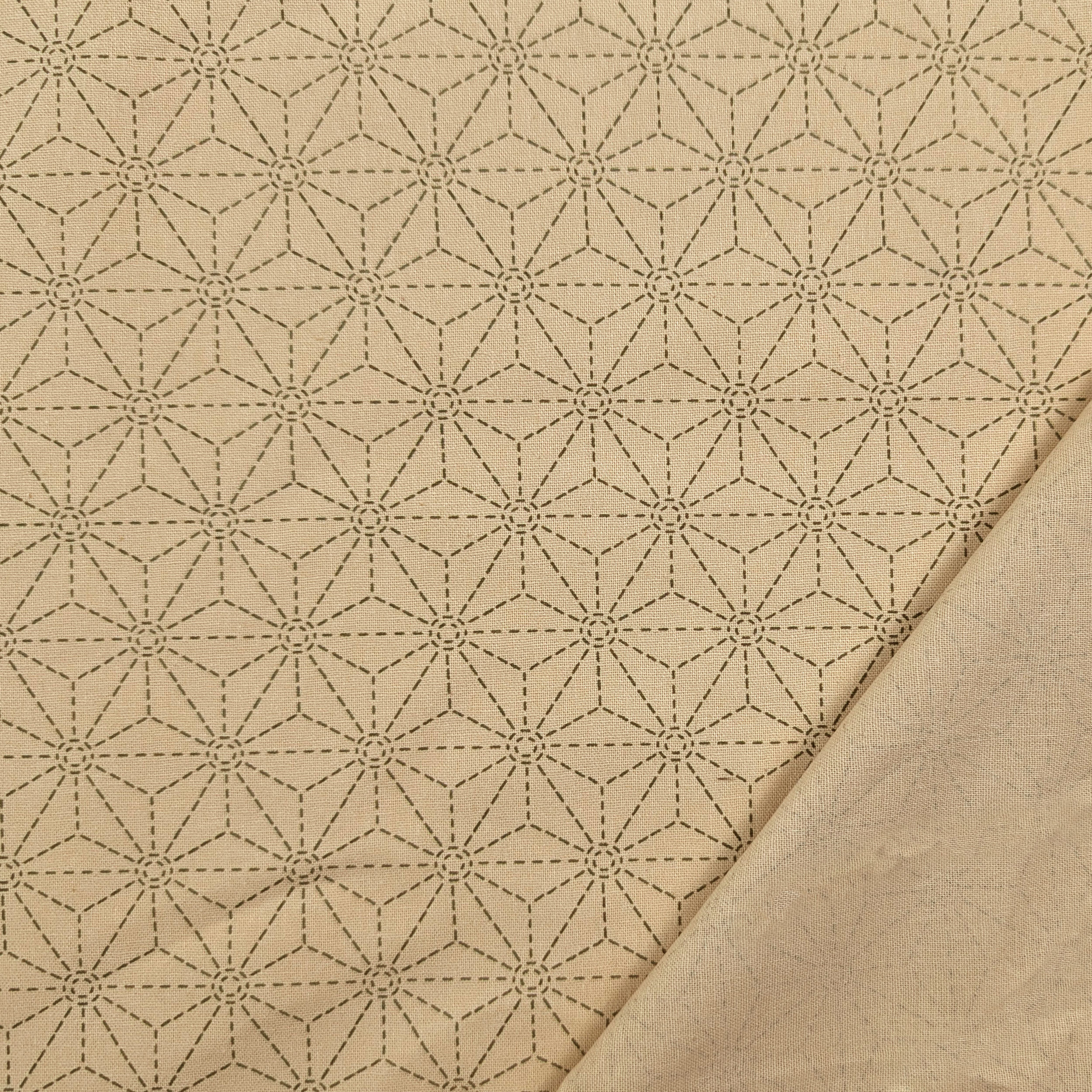 Popeline Cotone Beige con Stelle Geometriche Image