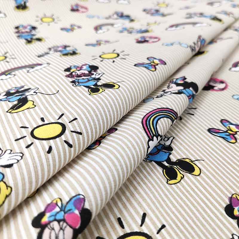 Cotone rigato con minnie