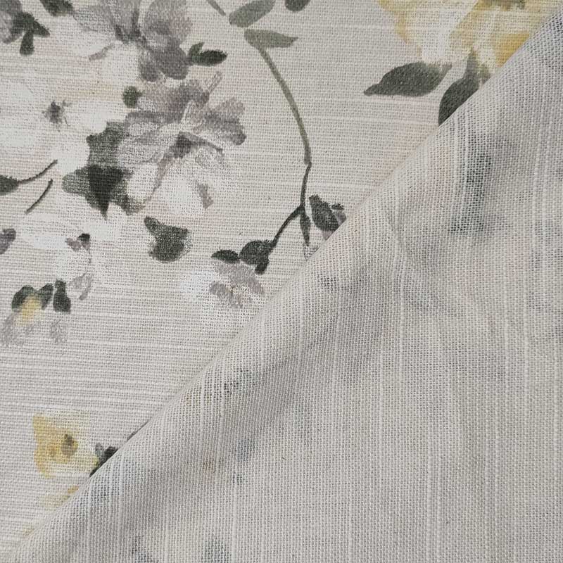 Tessuto cotone fiore medio ocra