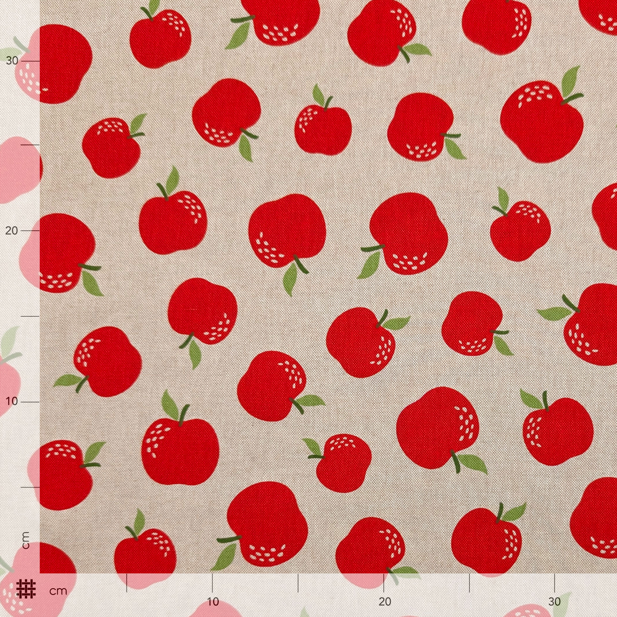 Tessuto Misto Cotone Mele Rosse Image