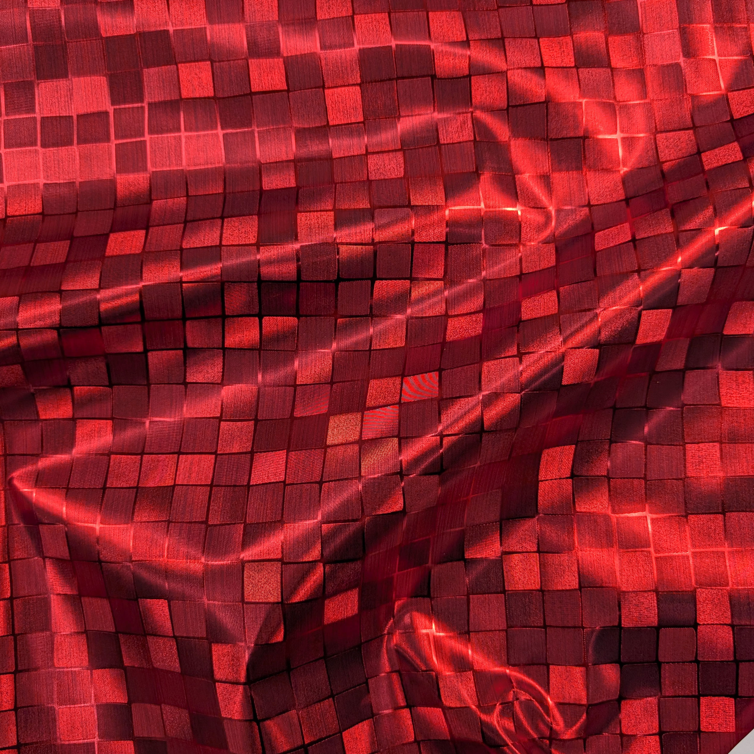Ritaglio Tessuto per Tovaglia Metallizzata Damina Rosso 80x140 cm Image