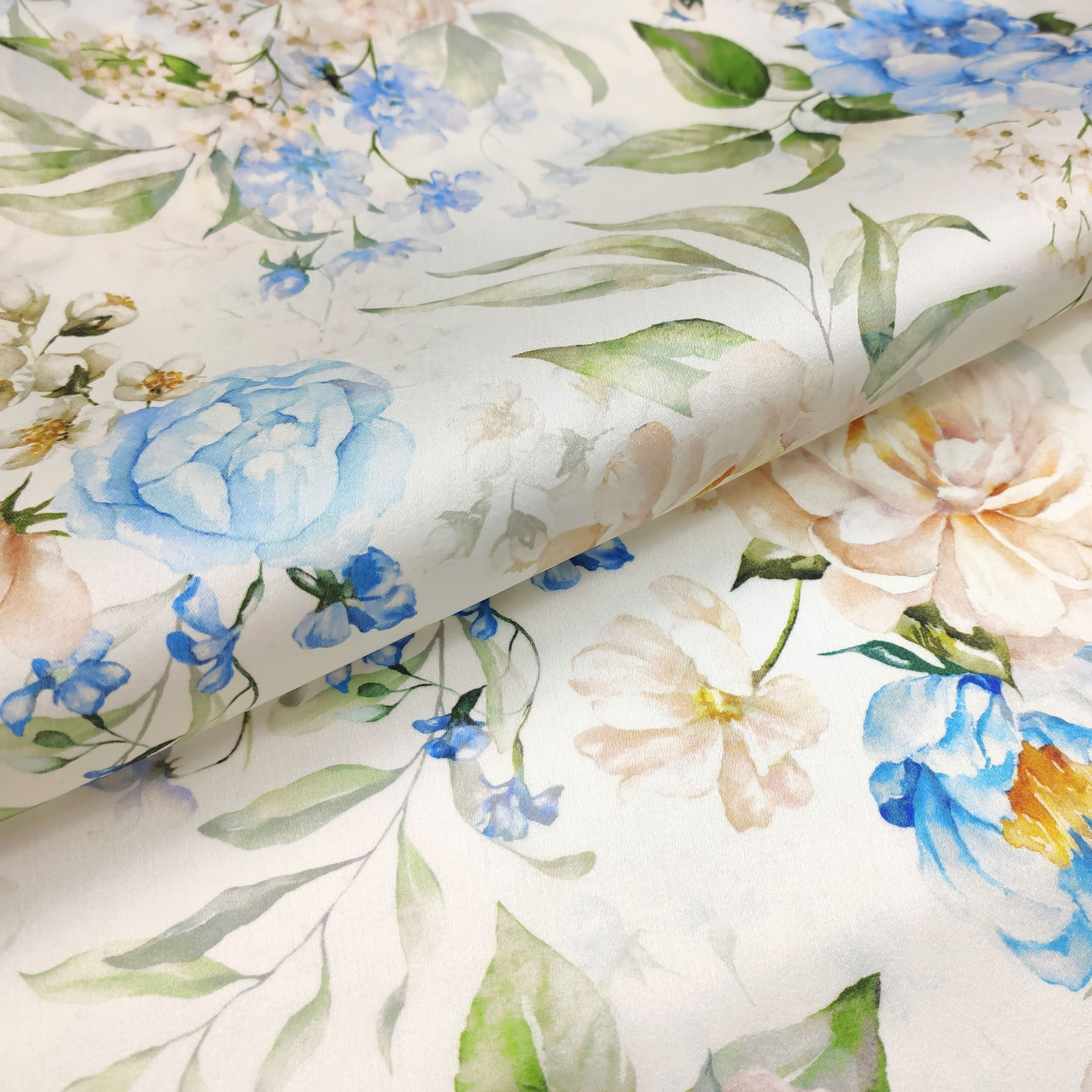 Organza Alta Moda Fiori Cipria e Celeste Image