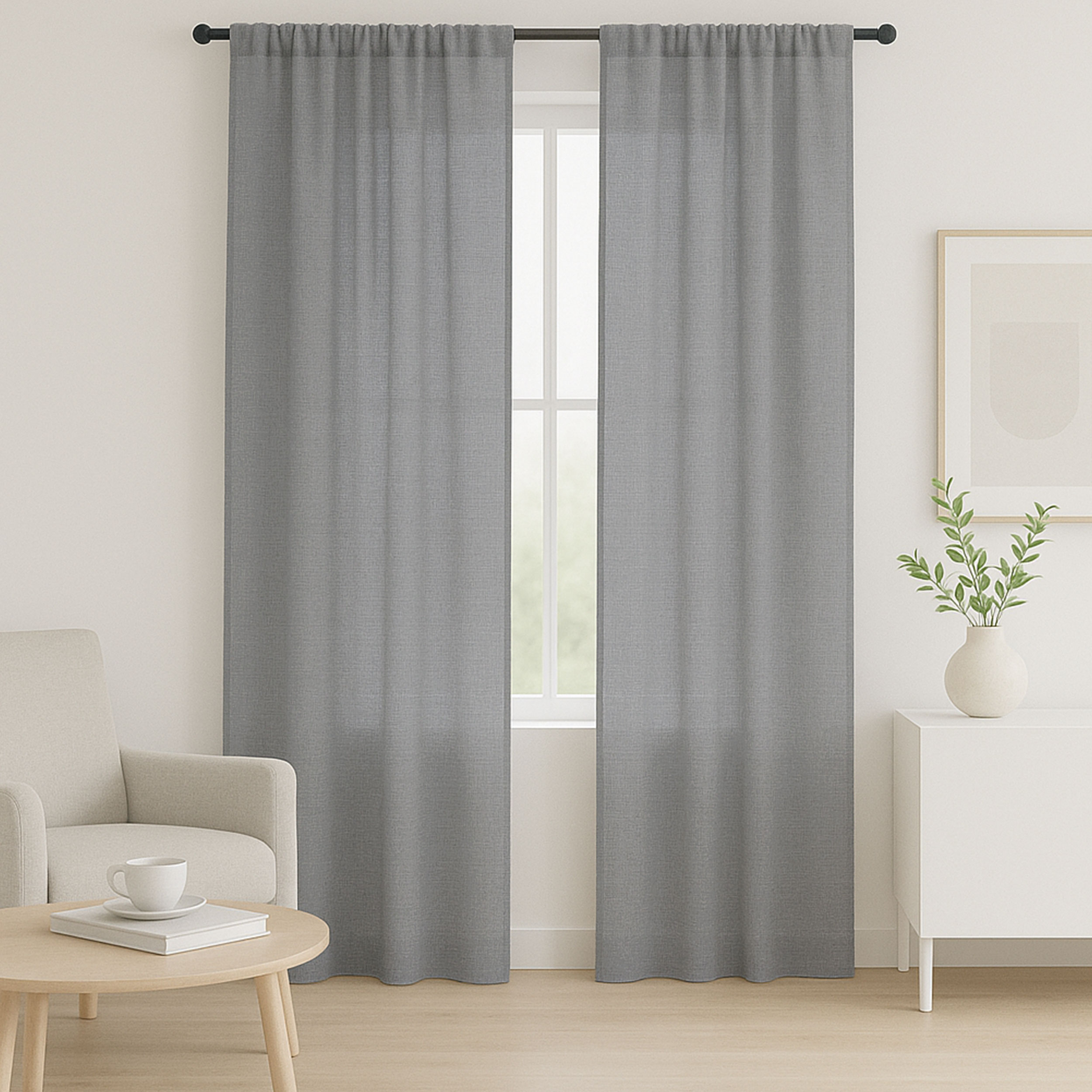 Tessuto Tenda Misto Lino Grigio Melange Image