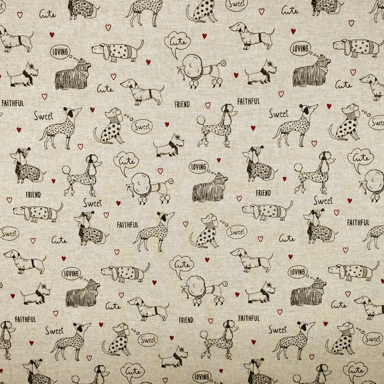 Ritaglio Tessuto Panama Misto Cotone Cagnolini 190x140 cm Image