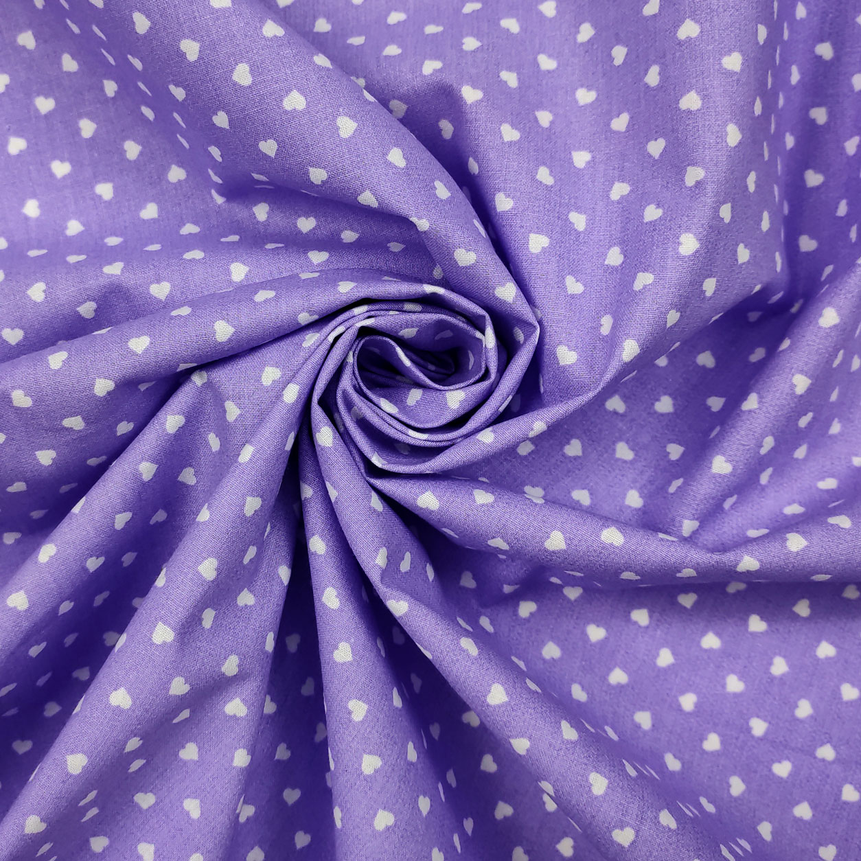 Tessuti cotone percallino cuori bianchi sfondo viola