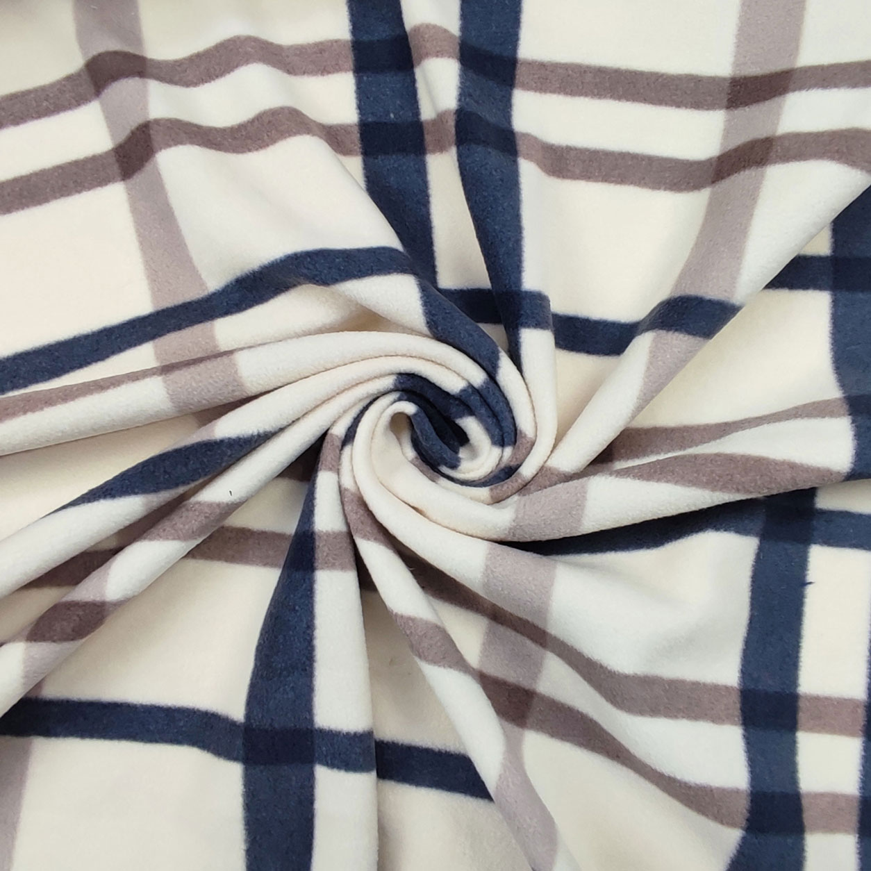Tesuto in pile quadri beige