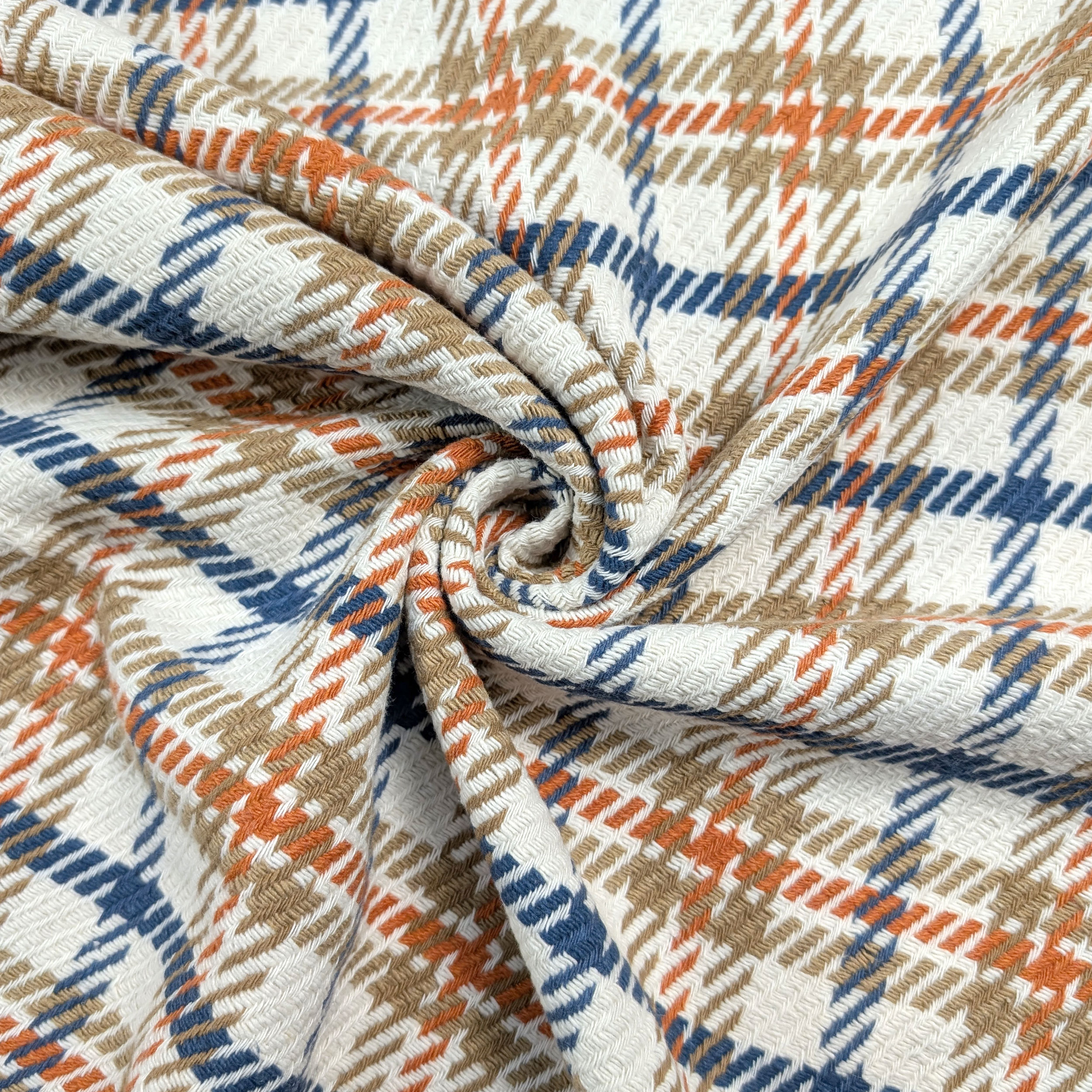 Cappotto Puro Cotone Tartan Arancio Blu Nocciola Image