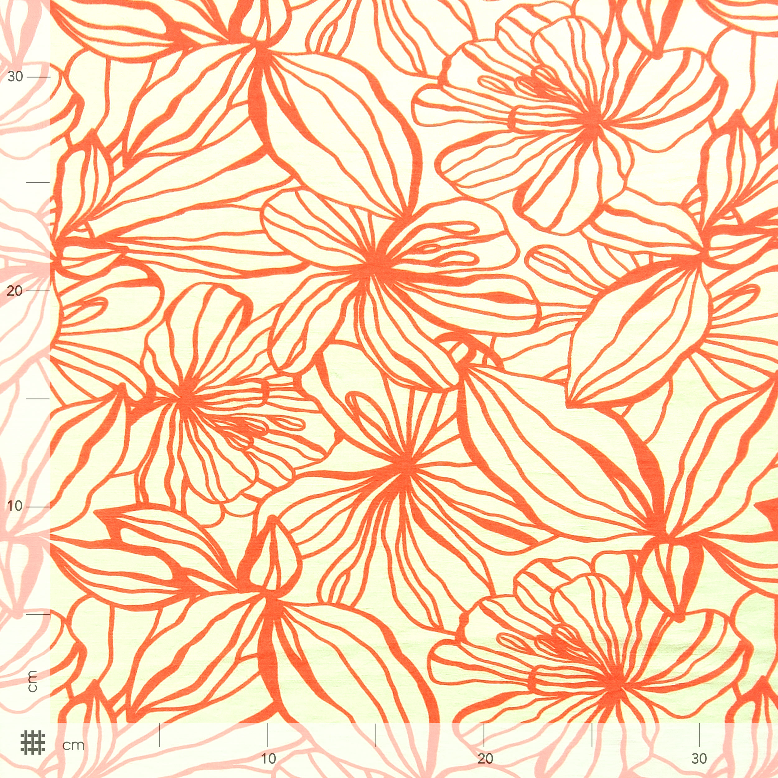 Misto Viscosa Fiori Arancio Grandi Sfondo Beige