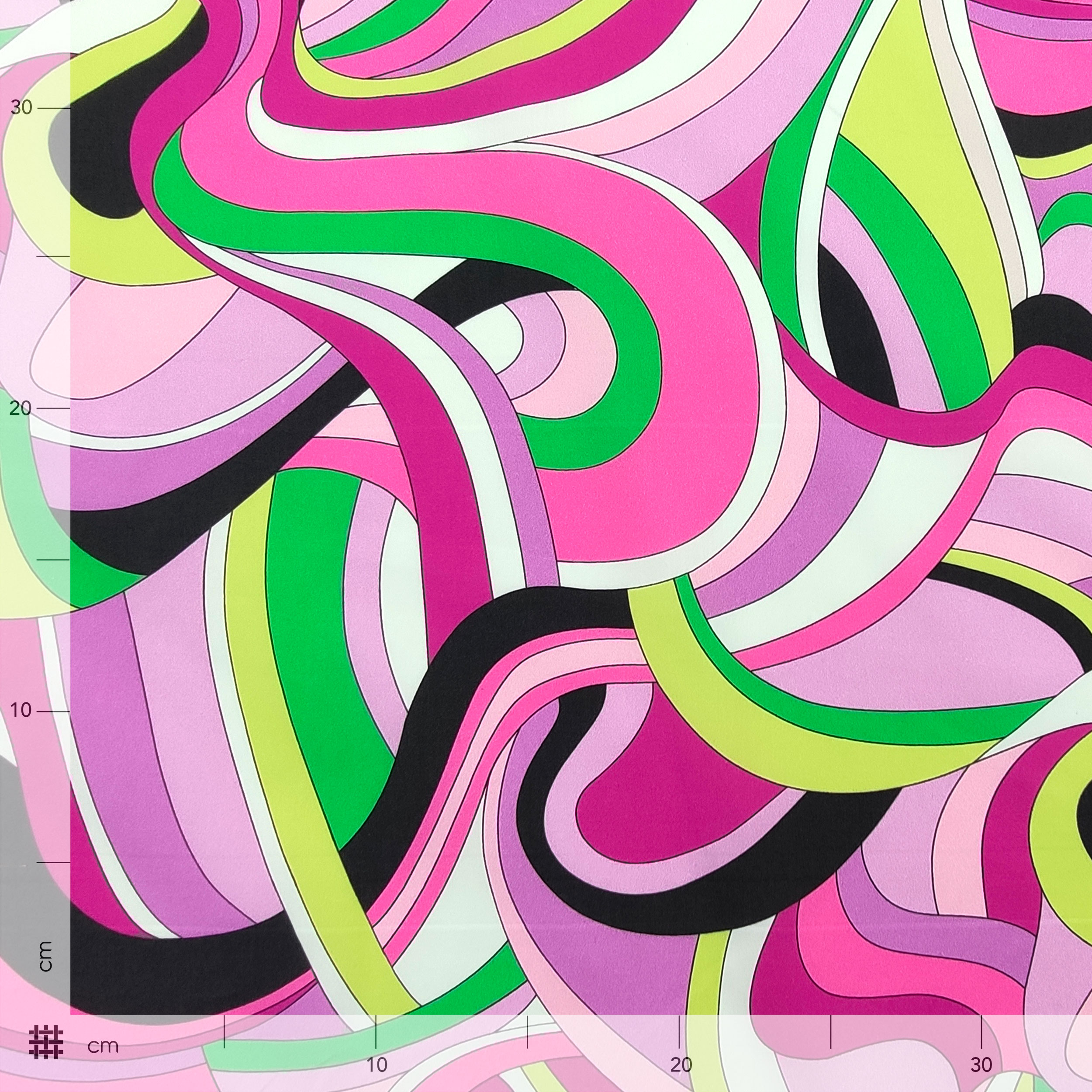 Cotone Elasticizzato Fantasia Optical Rosa Verde