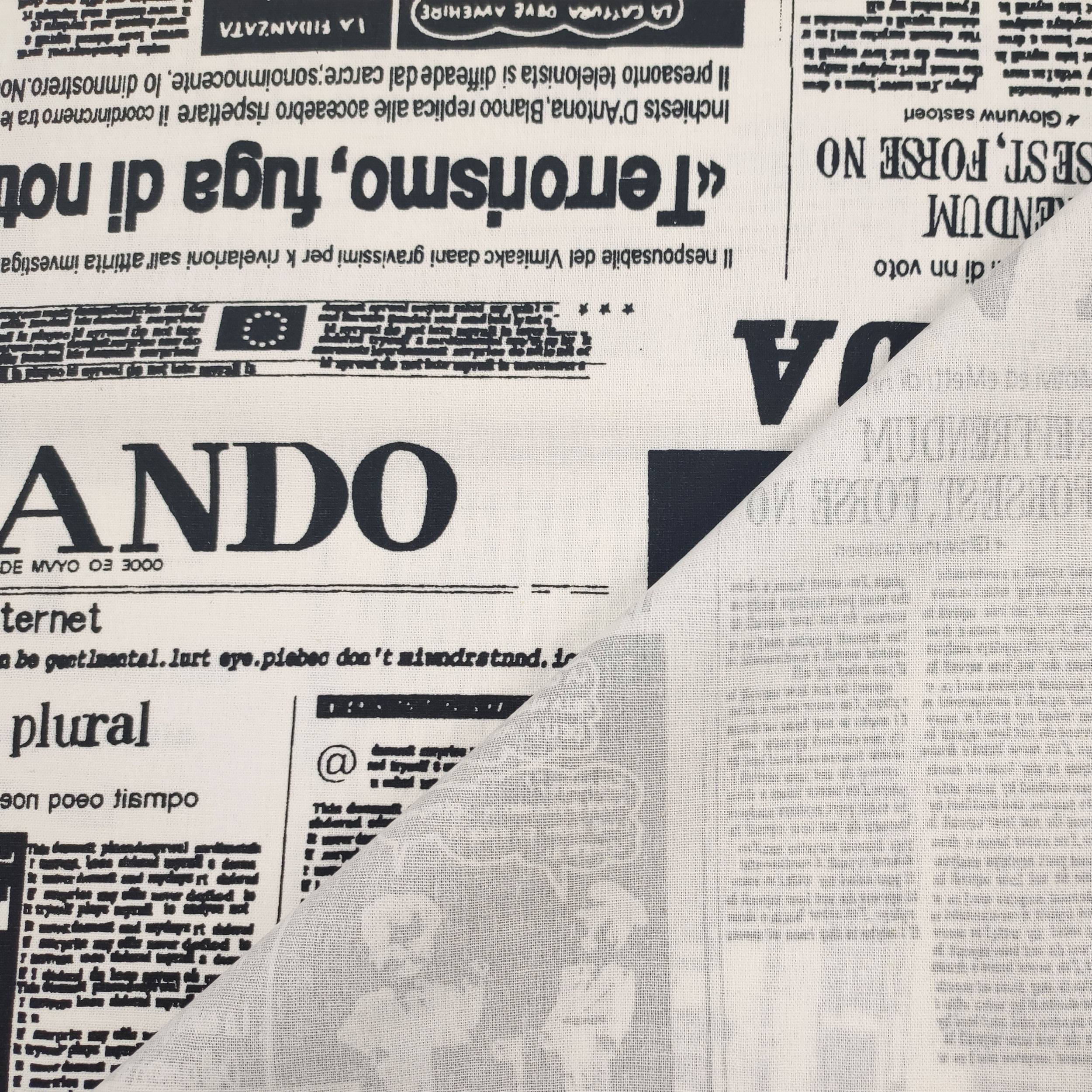 Ritaglio Tessuto Cotone Giornale 55x150 cm Image