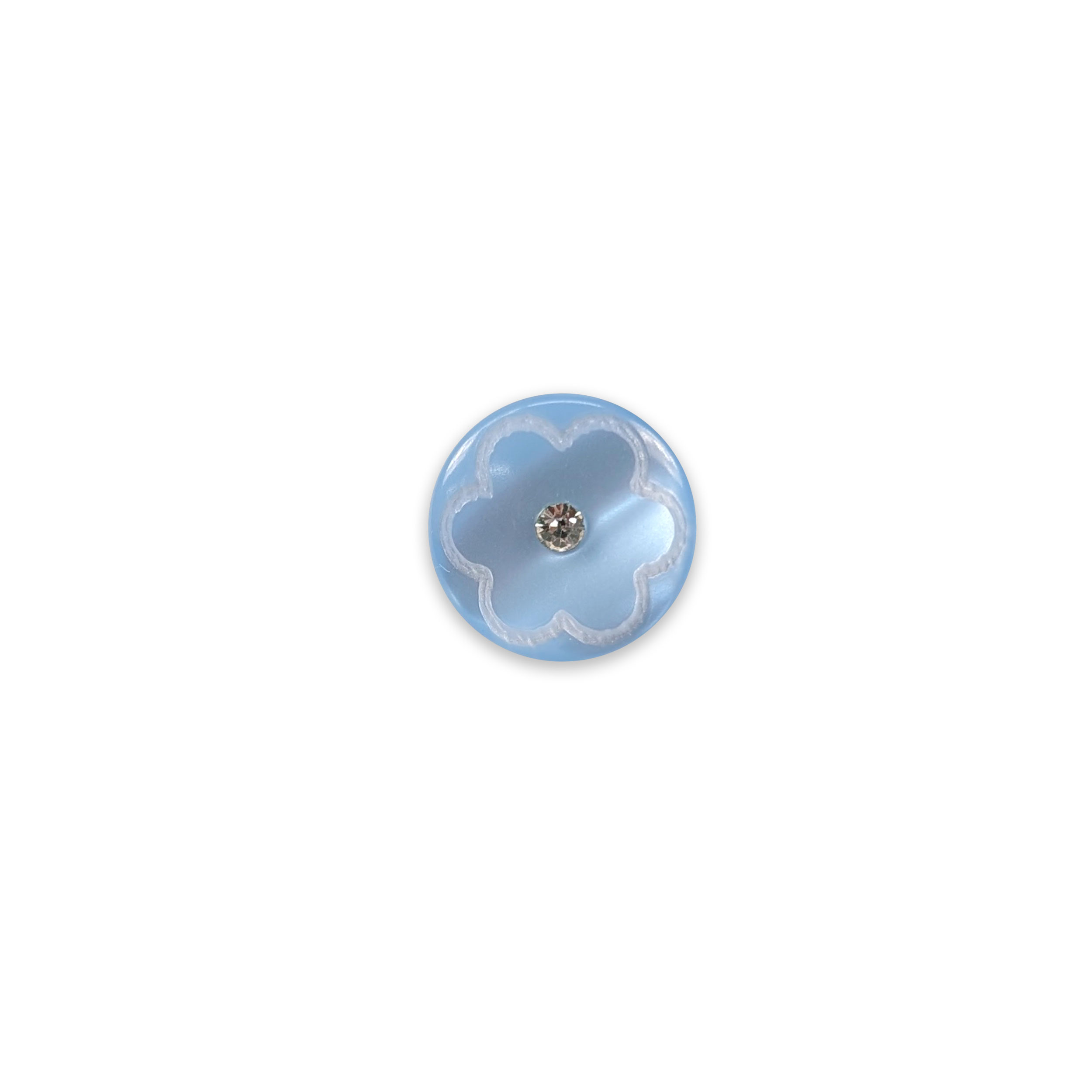 Bottone Azzurro Fiorellino con Strass Image