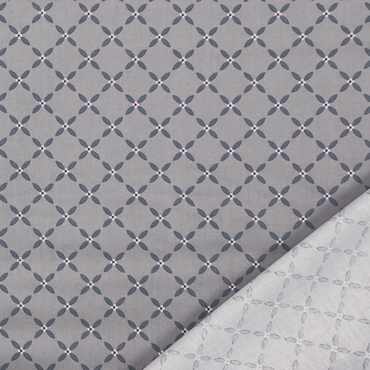 Cotone tessuto gutermann fantasia geometrica floreale grigio (1)