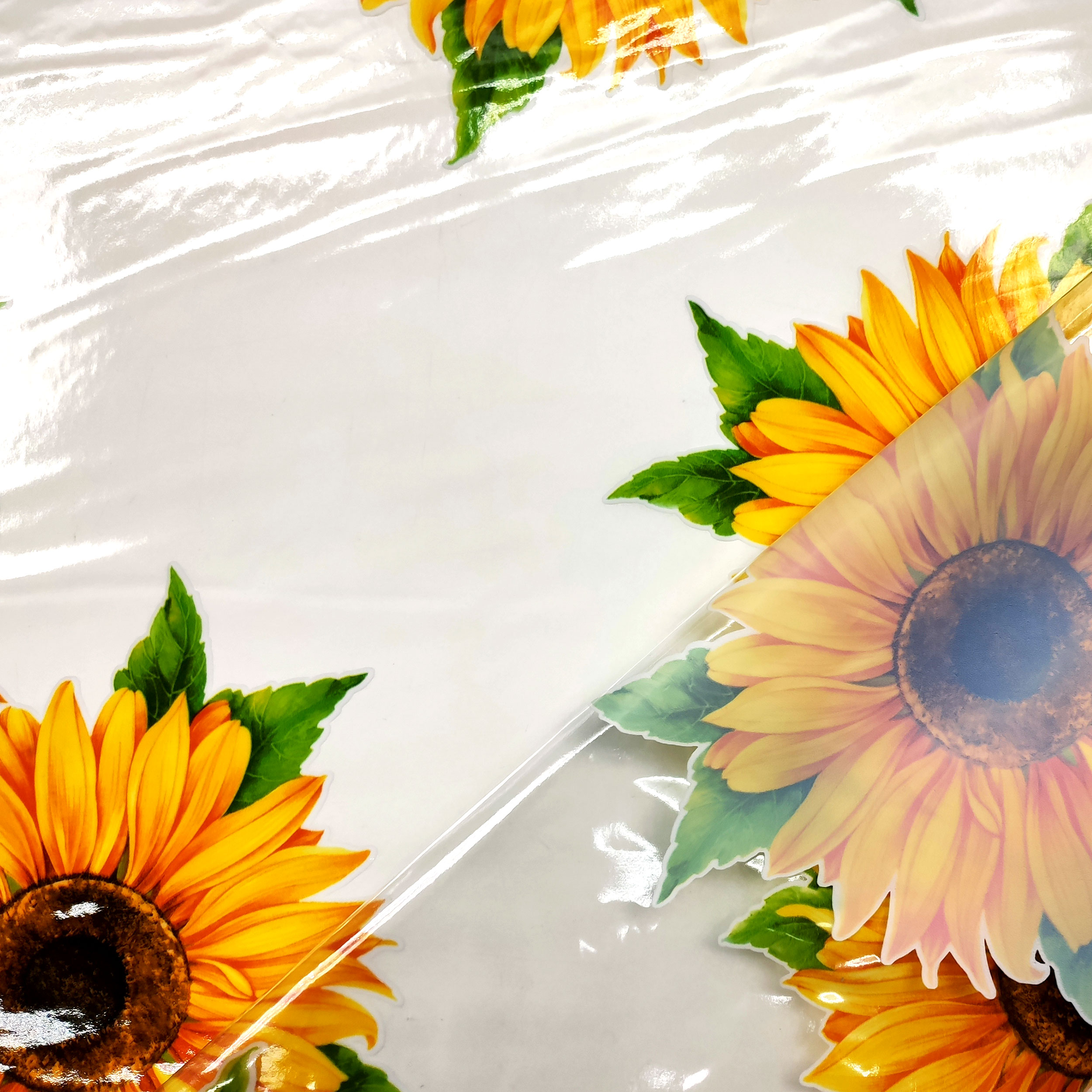 Tessuto per Tovaglia Plastificata Trasparente con Girasoli