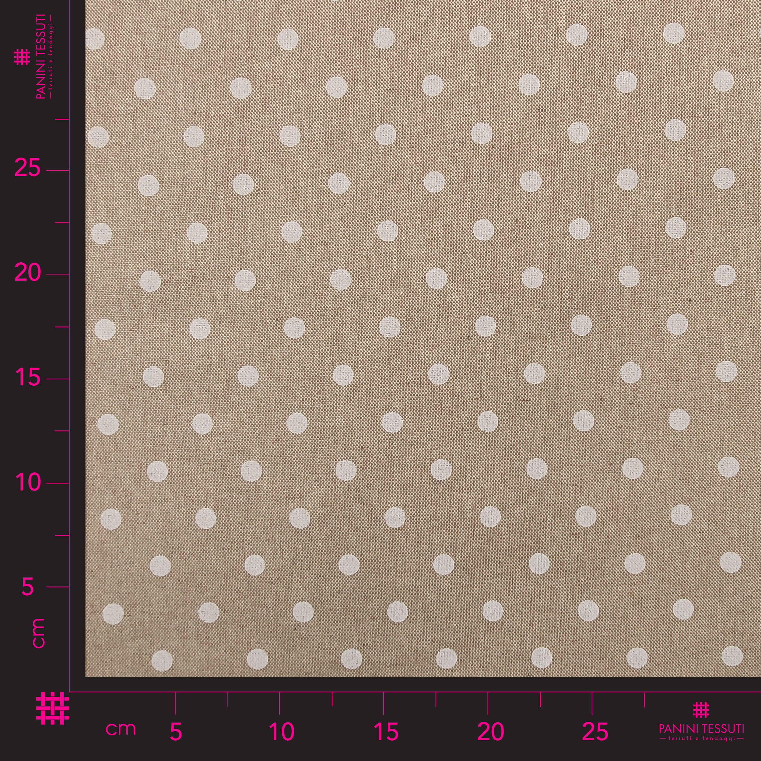Tessuto Misto Cotone Arredo Beige e Pois Image