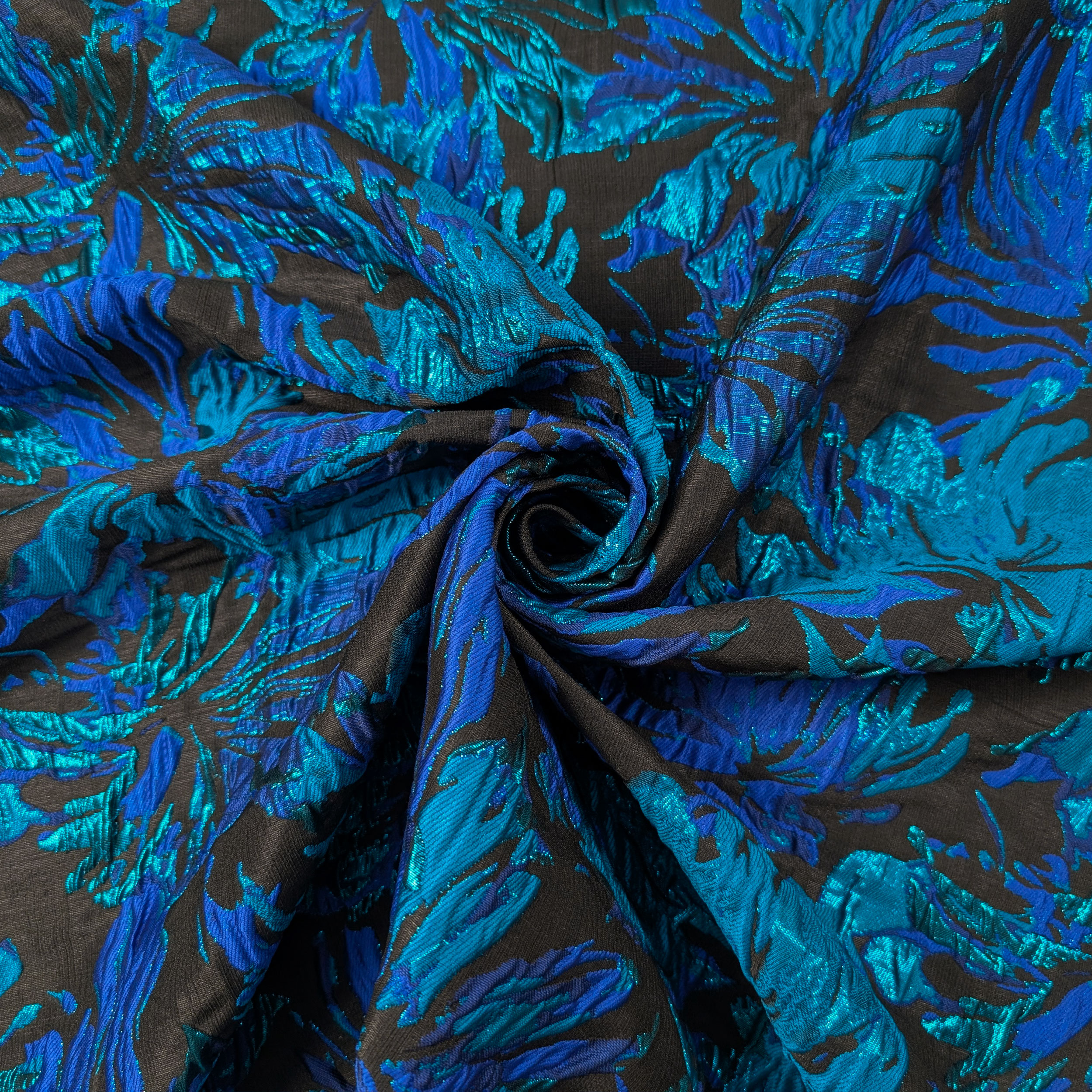 Broccato Moda Fantasia Floreale Blu Lurex Image