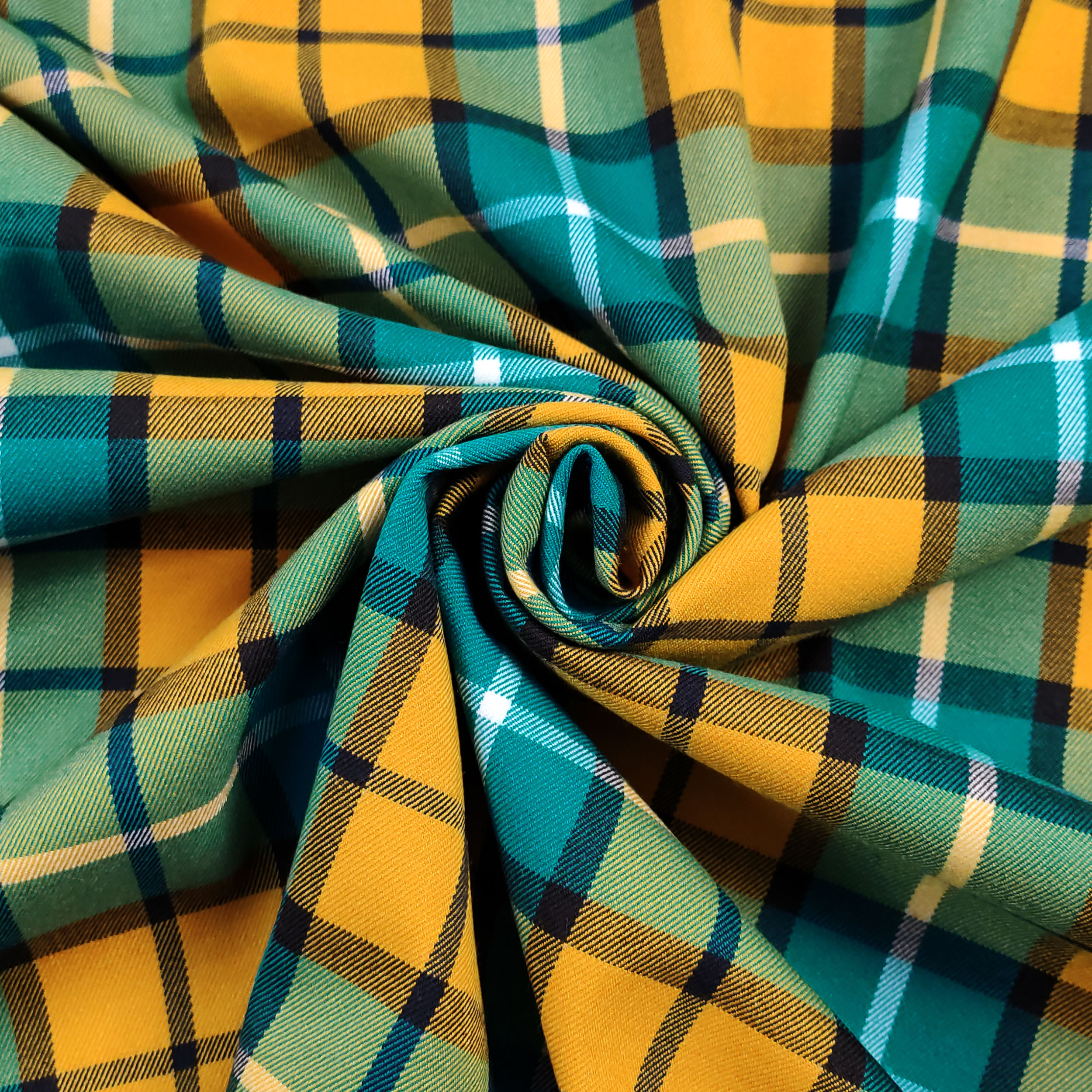 Tessuto Tartan Quadri Ocra e Turchese Image