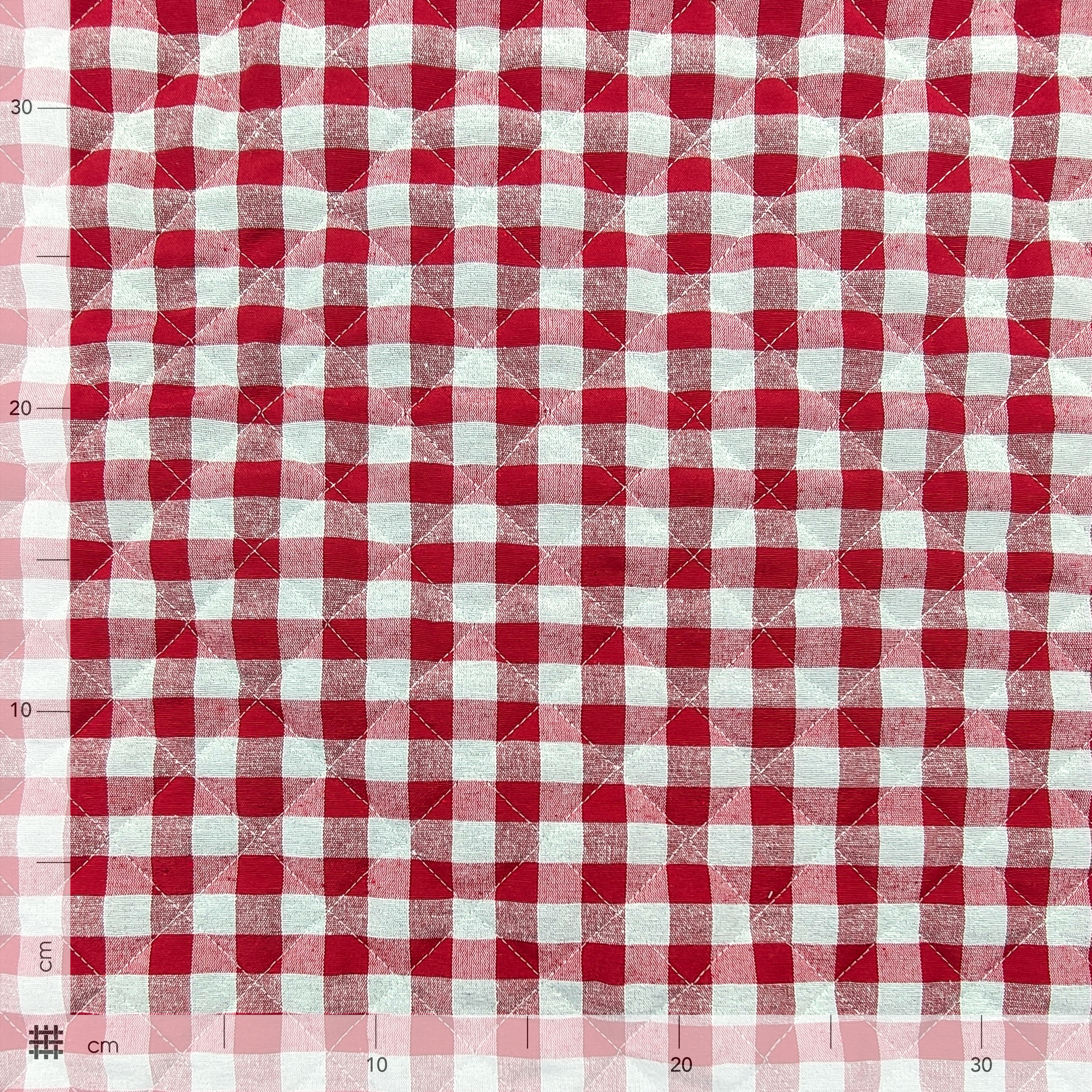 Tessuto Trapuntato Quadretti Rosso e Grigio