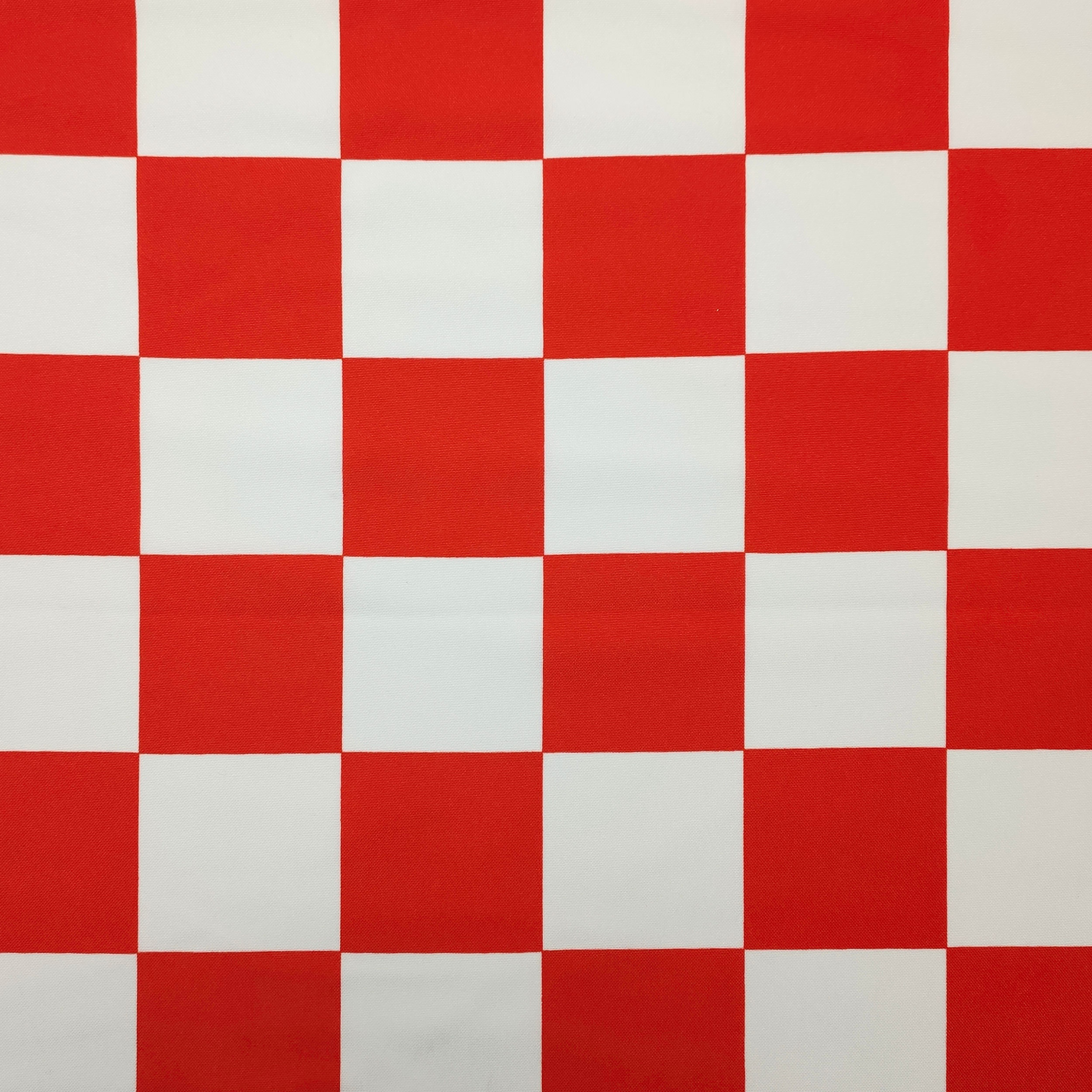  Tessuto Carnevale Scacchi Bianco e Rosso Image
