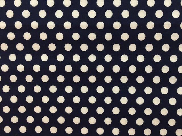 Tessuto Cotone Blu Notte con Pois Grandi
