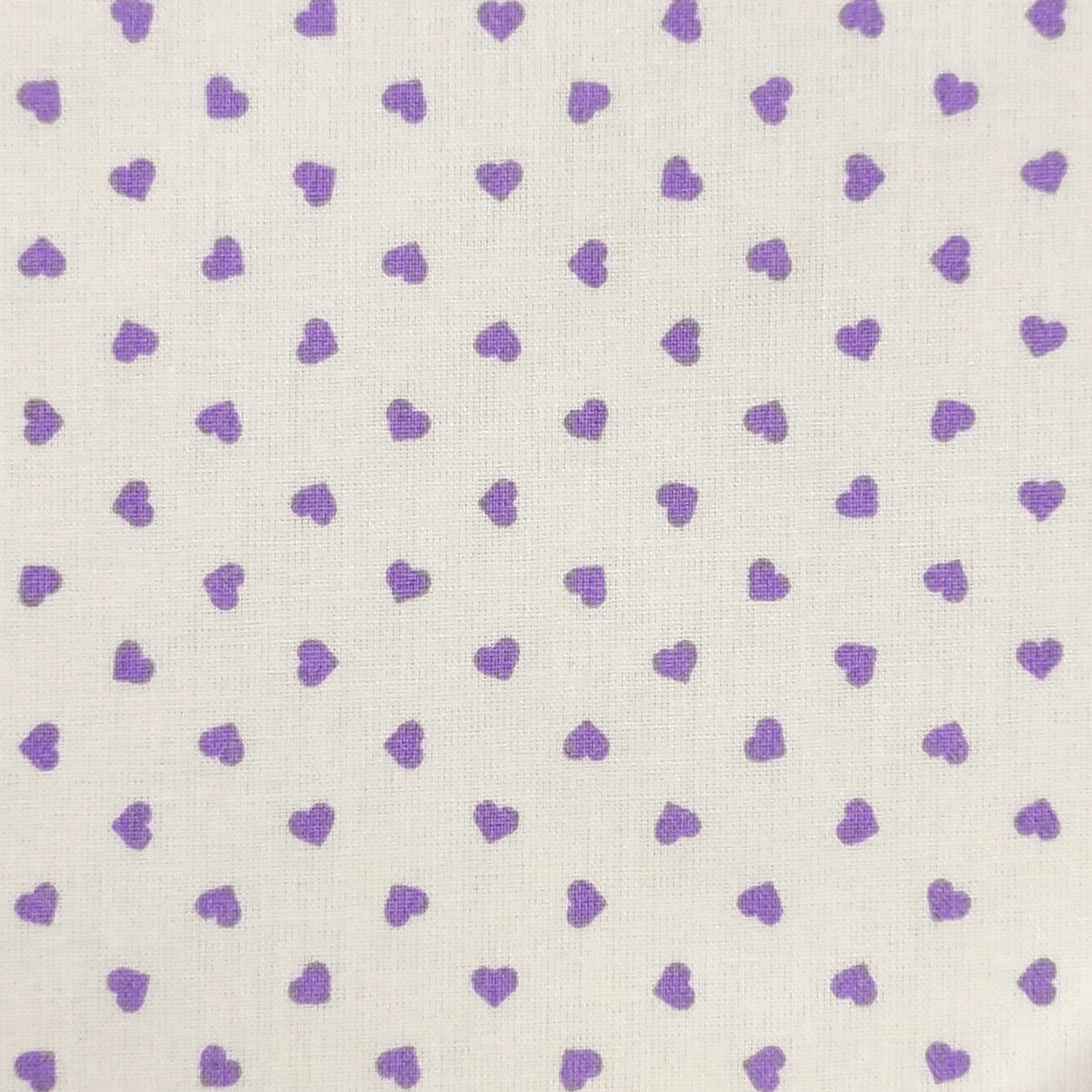 tessuto cotone percallino sfondo bianco cuori lilla