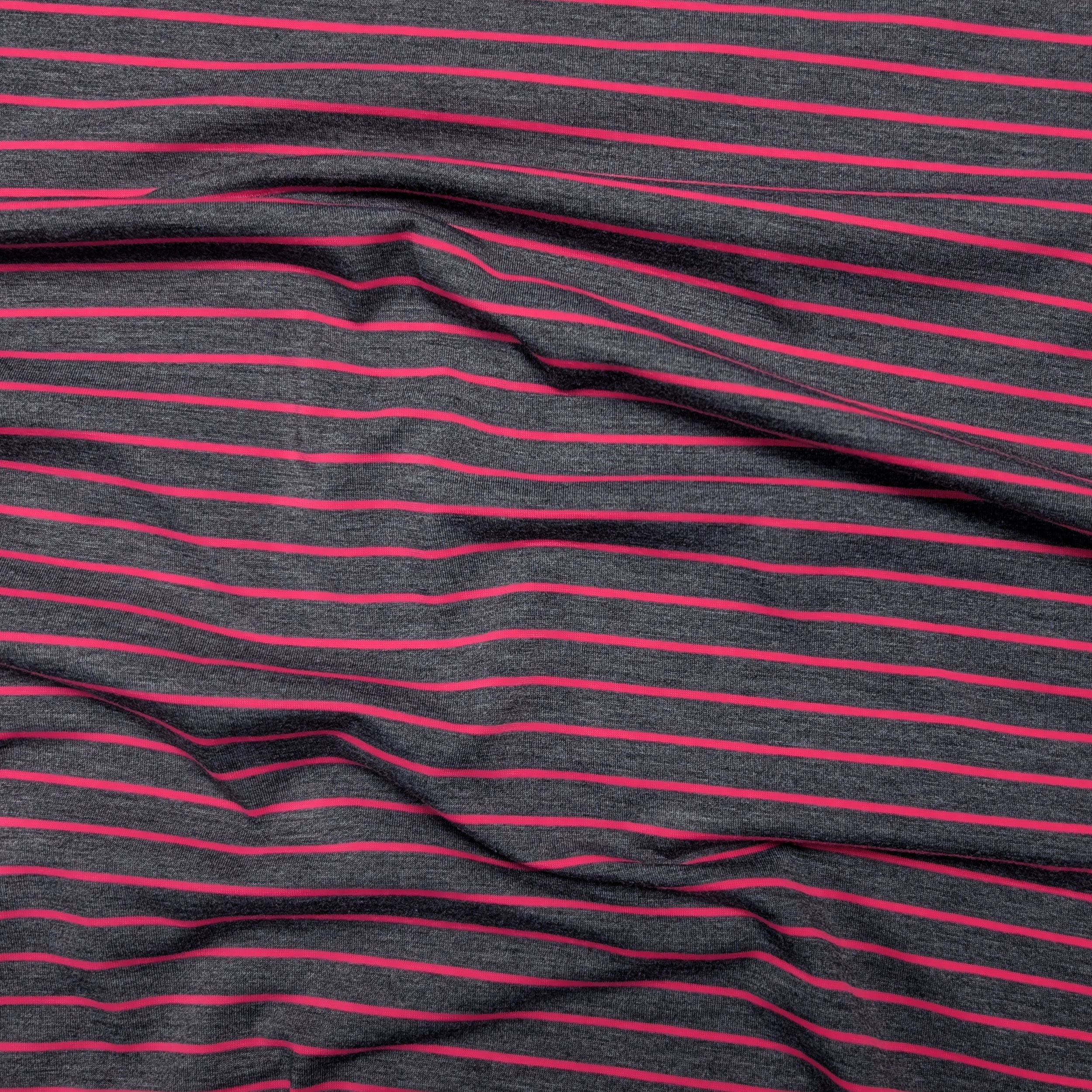 Jersey Felpato Antracite a Righe Fuxia Fluo Image