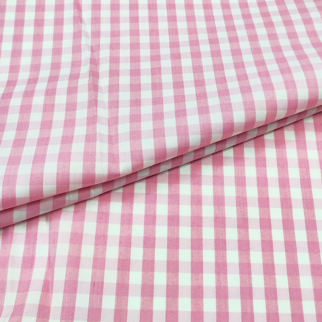 tessuto cotone medio peso elasticizzato quadretti rosa