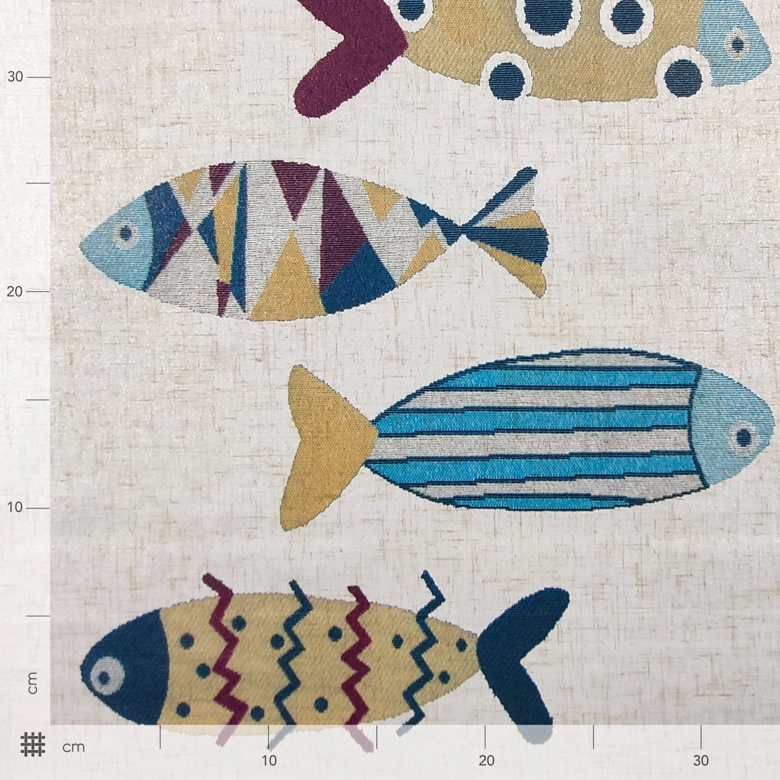 Ritaglio Tovaglia Plastificata Pesci Doppio Bordo 250x140 cm Image