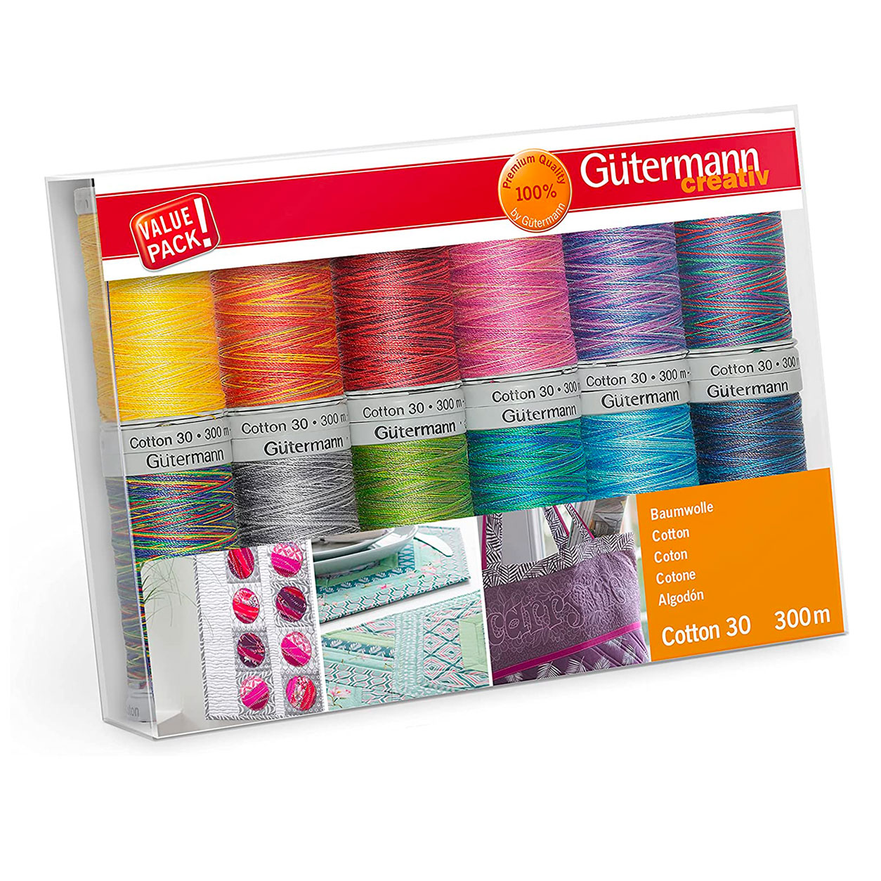 set gutermann 12 bobine di filo cotone 300 m multicolor