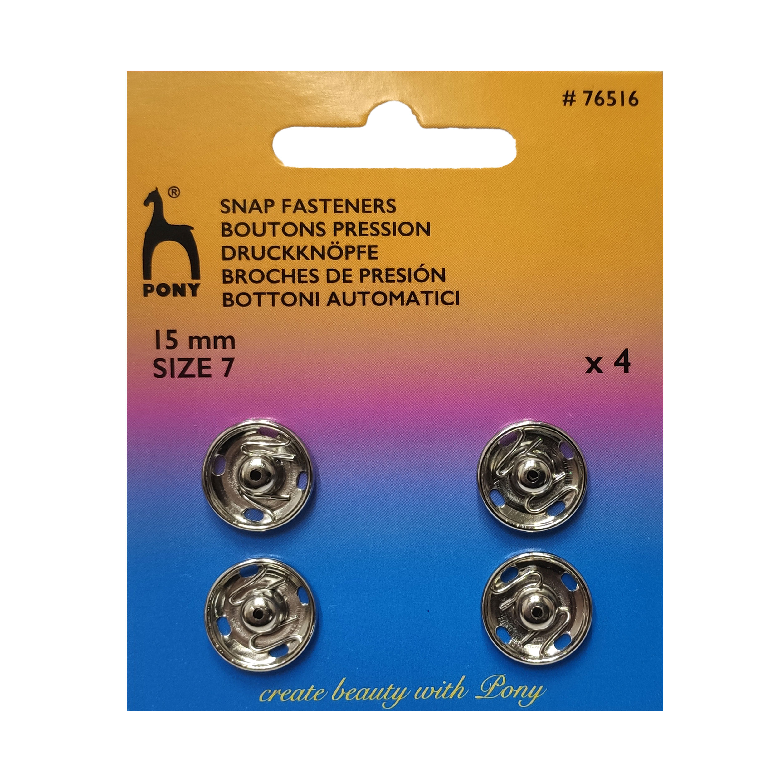 Bottoni Automatici Pony Argento 15 mm