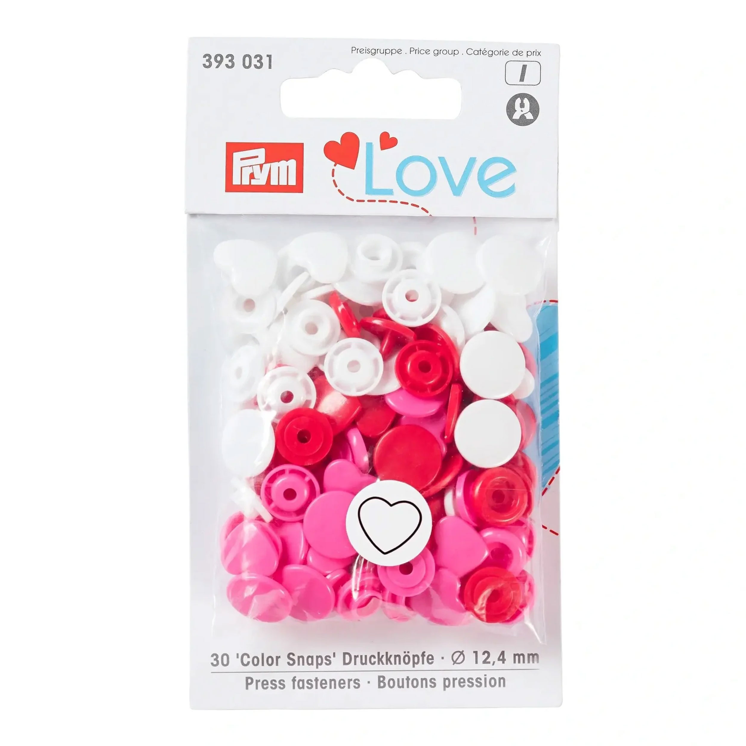 Bottoni a Pressione Color Snap Cuori Rosa Prym Love 12.4 mm