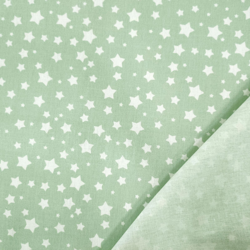 Tessuto Cotone Fantasia Stelline Verde