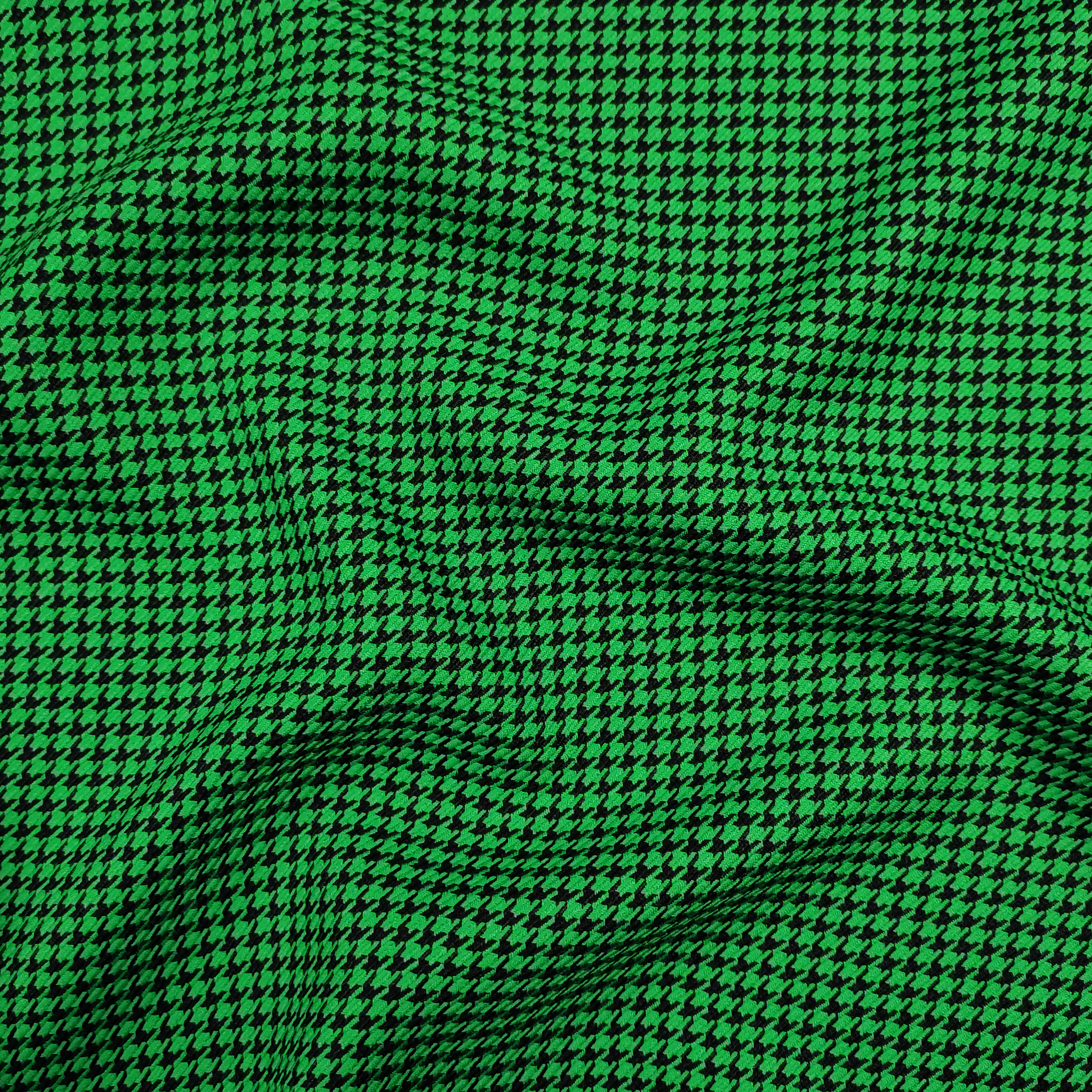 Tessuto Pied de Poule Nero Sfondo Verde