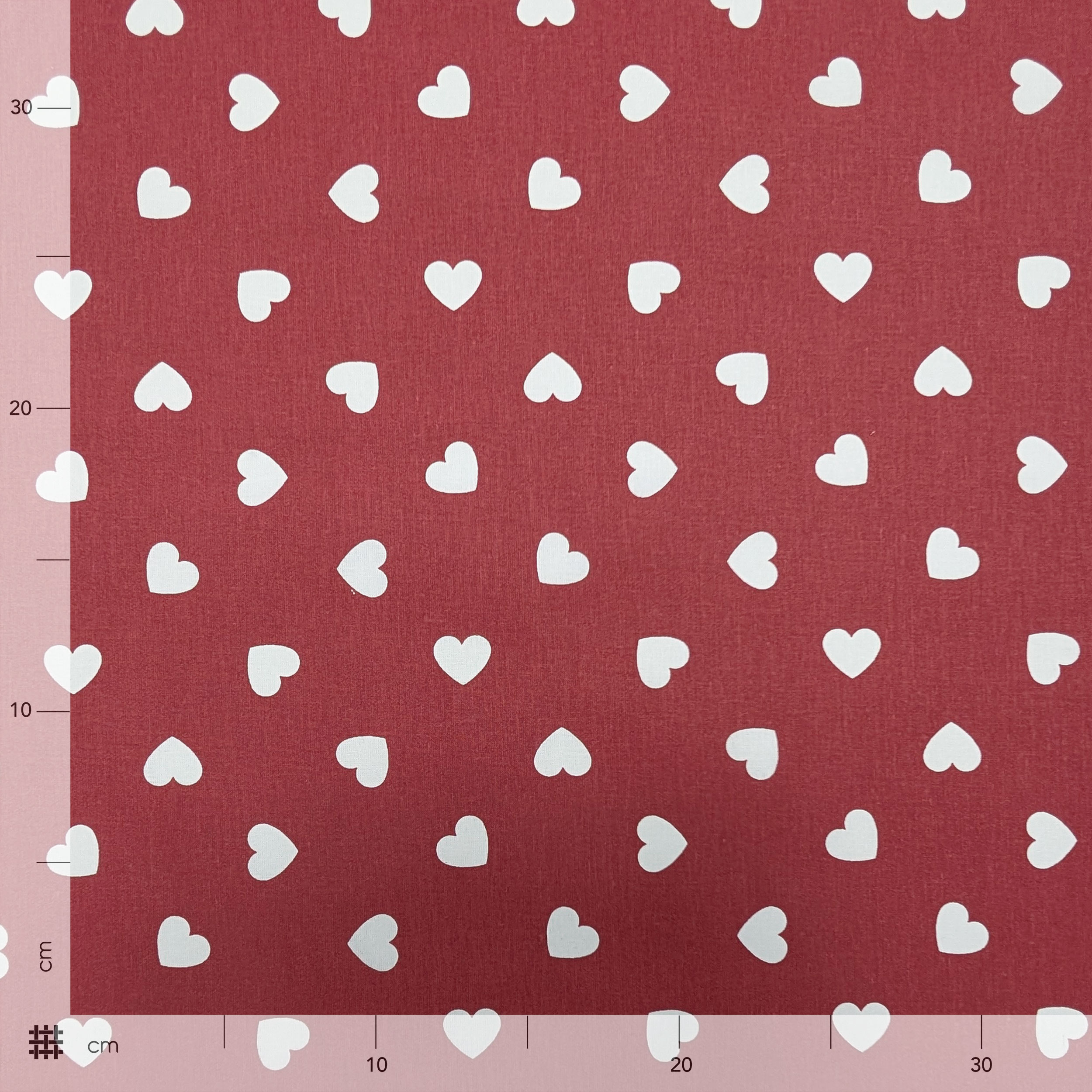 Cotone Cuori Bianchi con Sfondo Rosso Image