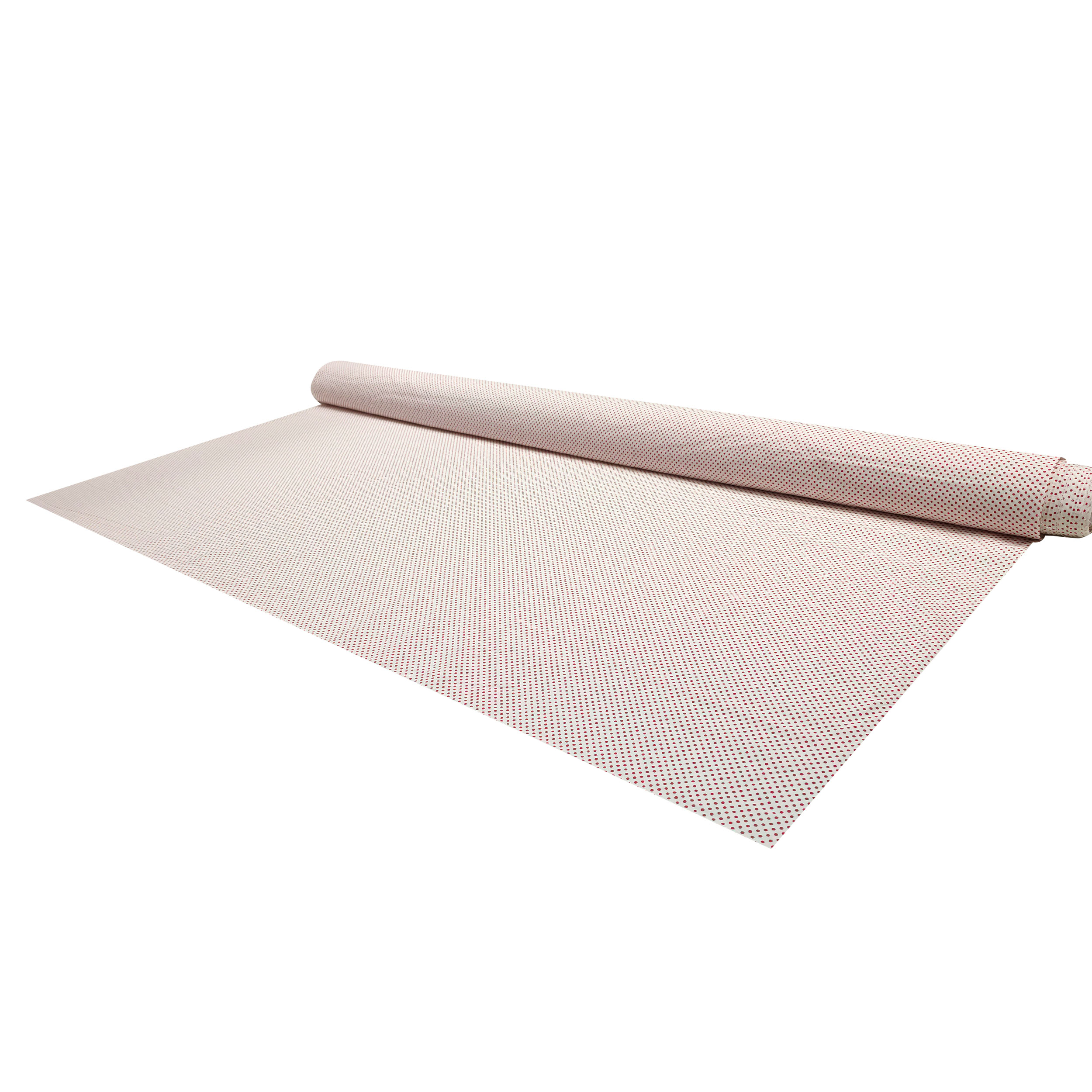 Tessuto Cotone Bianco Pois Rosso Image